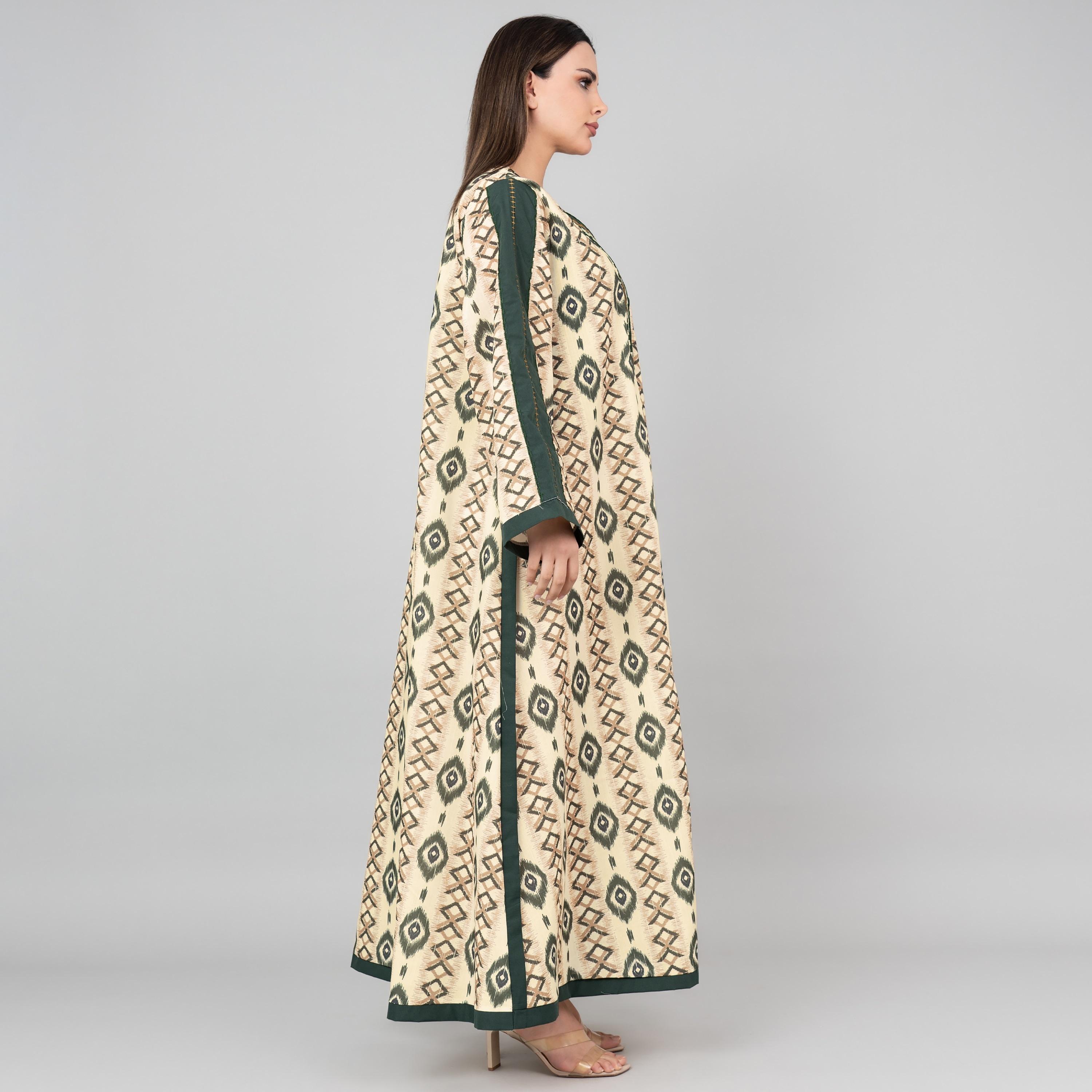 جلابية نسائية مطرزة بنمط تجريدي بأكمام واسعة من إككسا-women-arabicclothing-jalabiyas-image-3