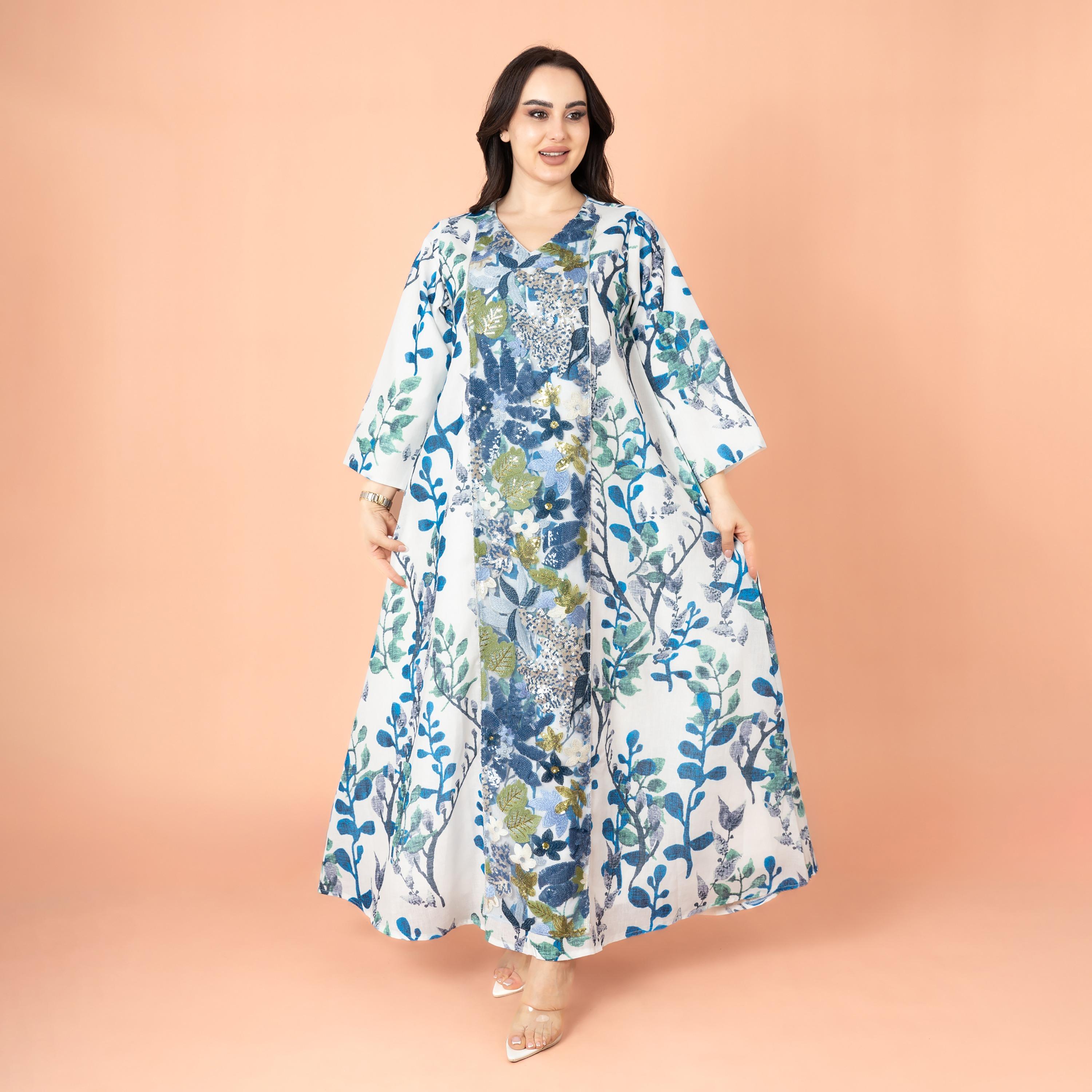 IKKXA جلابية نسائية مسائية مطرزة بالترتر وواسعة القطع-women-arabicclothing-jalabiyas-image-1
