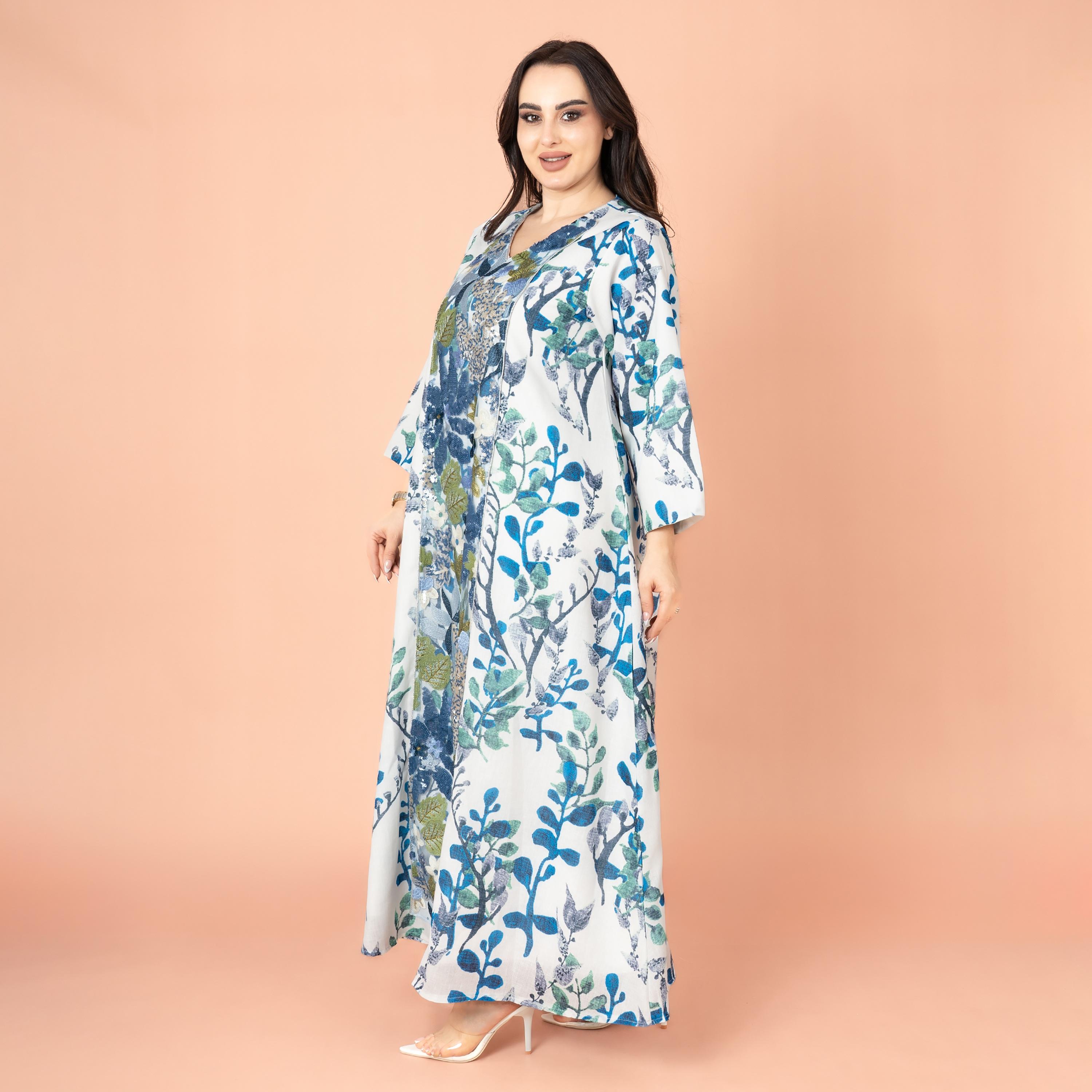 IKKXA جلابية نسائية مسائية مطرزة بالترتر وواسعة القطع-women-arabicclothing-jalabiyas-image-3