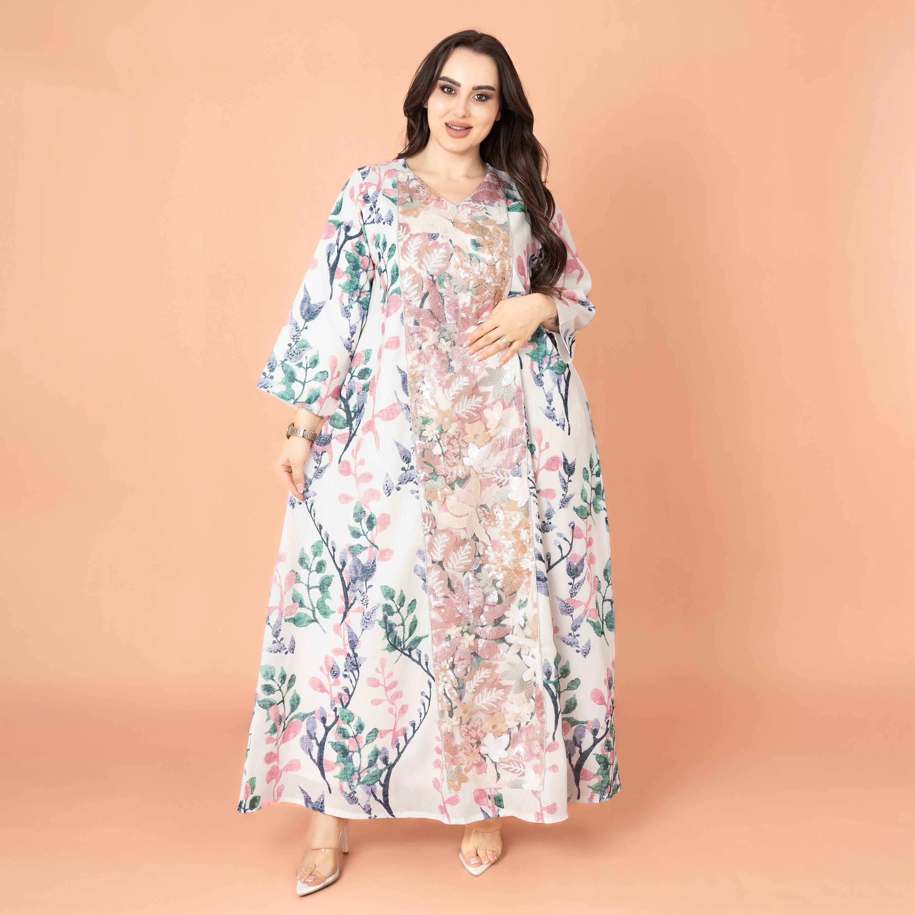 IKKXA Sequins with Applique Wide Cut Embroidery Evening Women's Jalabiya-women-arabicclothing-jalabiyas-image-1