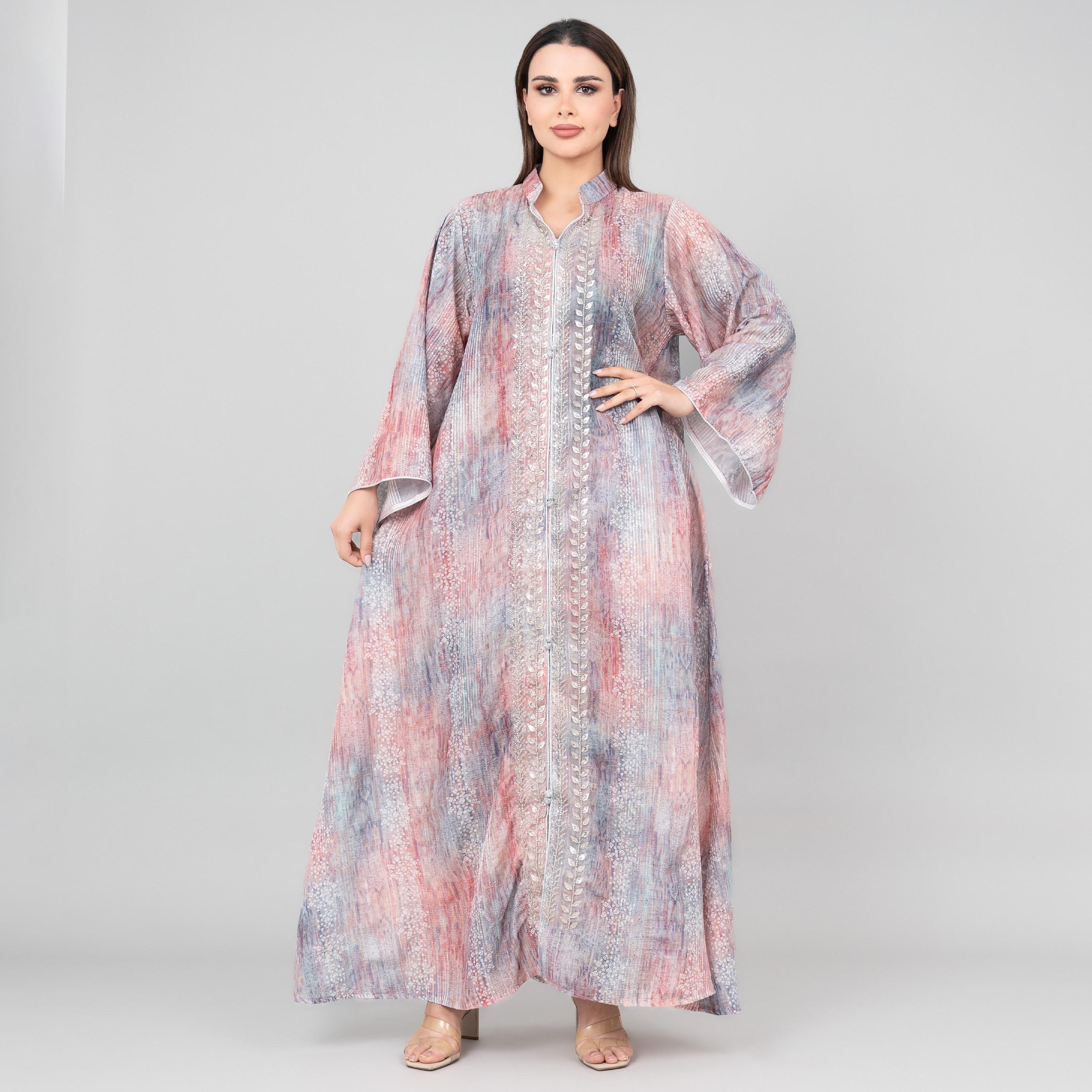 IKKXA Flared Sleeves Petal Grace Embroidered Women's Jalabiya-women-arabicclothing-jalabiyas-image-1