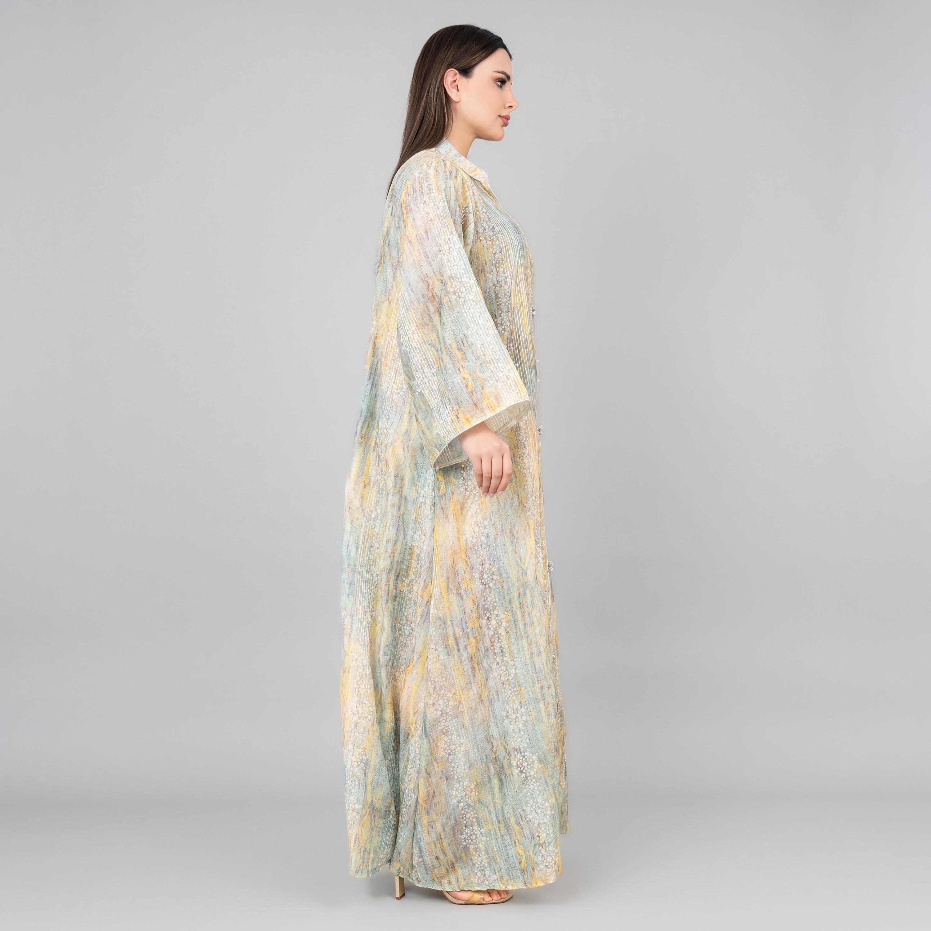IKKXA Flared Sleeves Petal Grace Embroidered Women's Jalabiya-women-arabicclothing-jalabiyas-image-3