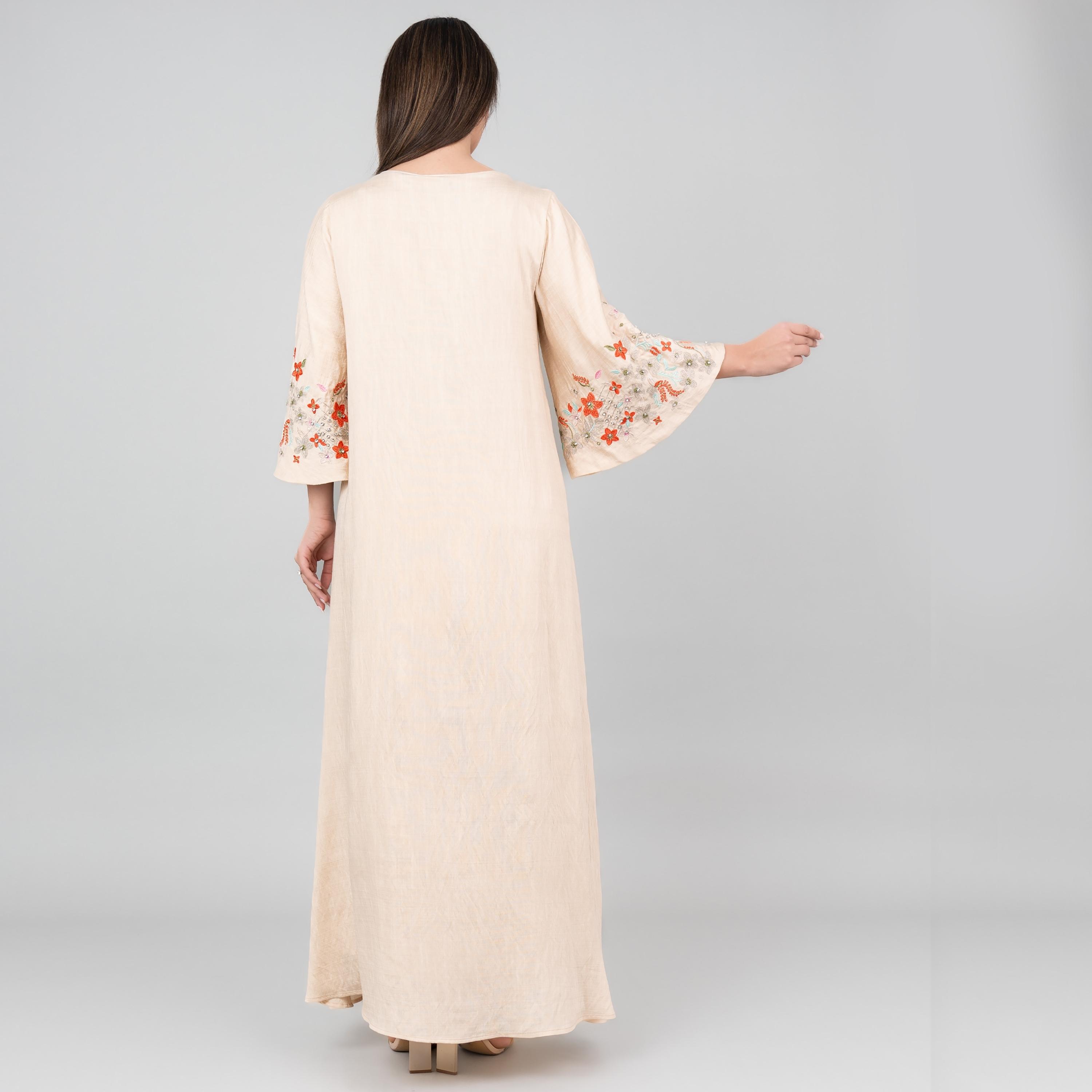 جلابية نسائية مطرزة بنقشة الزهور بأكمام واسعة من إككسا-women-arabicclothing-jalabiyas-image-4