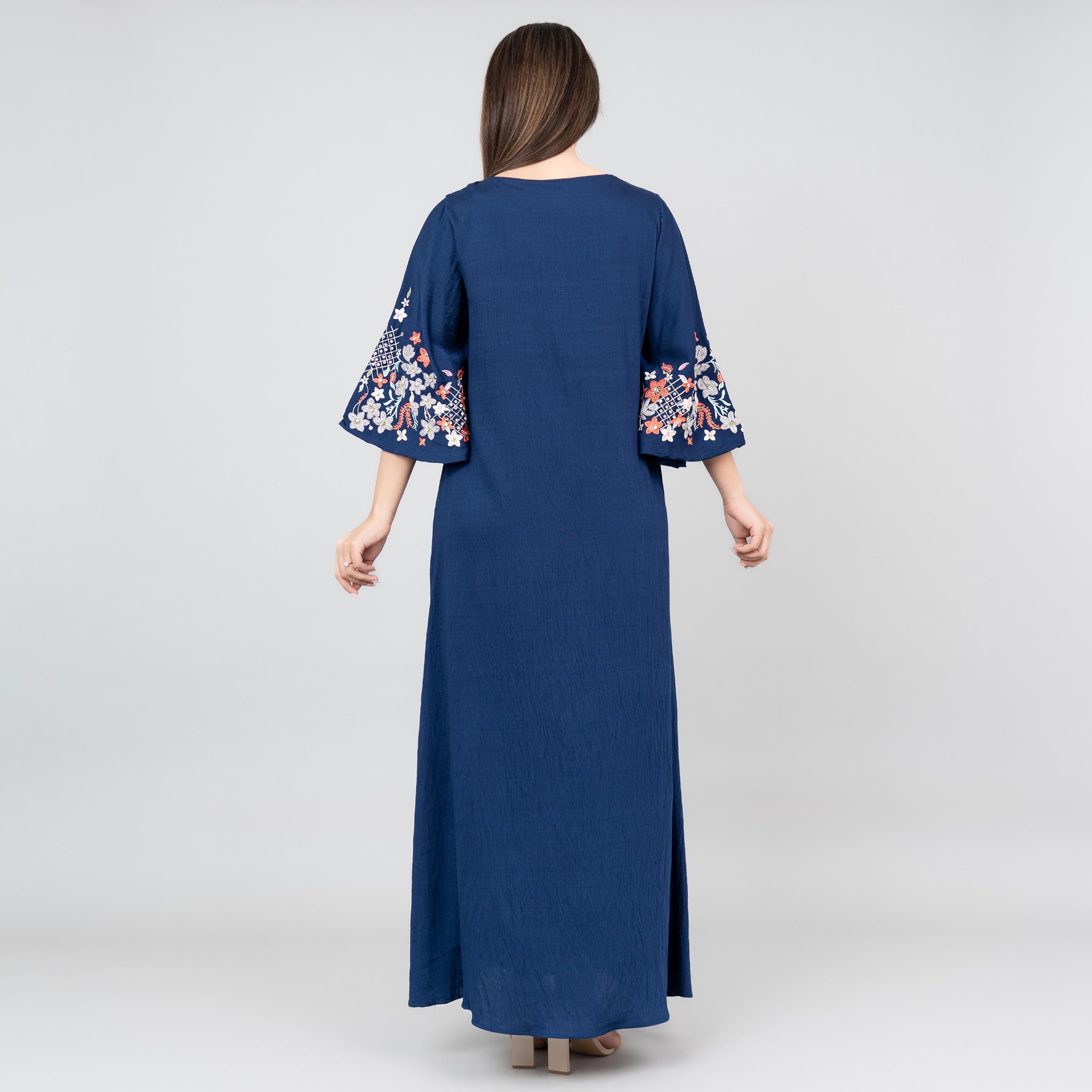 IKKXA Flared Sleeves Floral Majesty Embroidered Women's Jalabiya-women-arabicclothing-jalabiyas-image-4