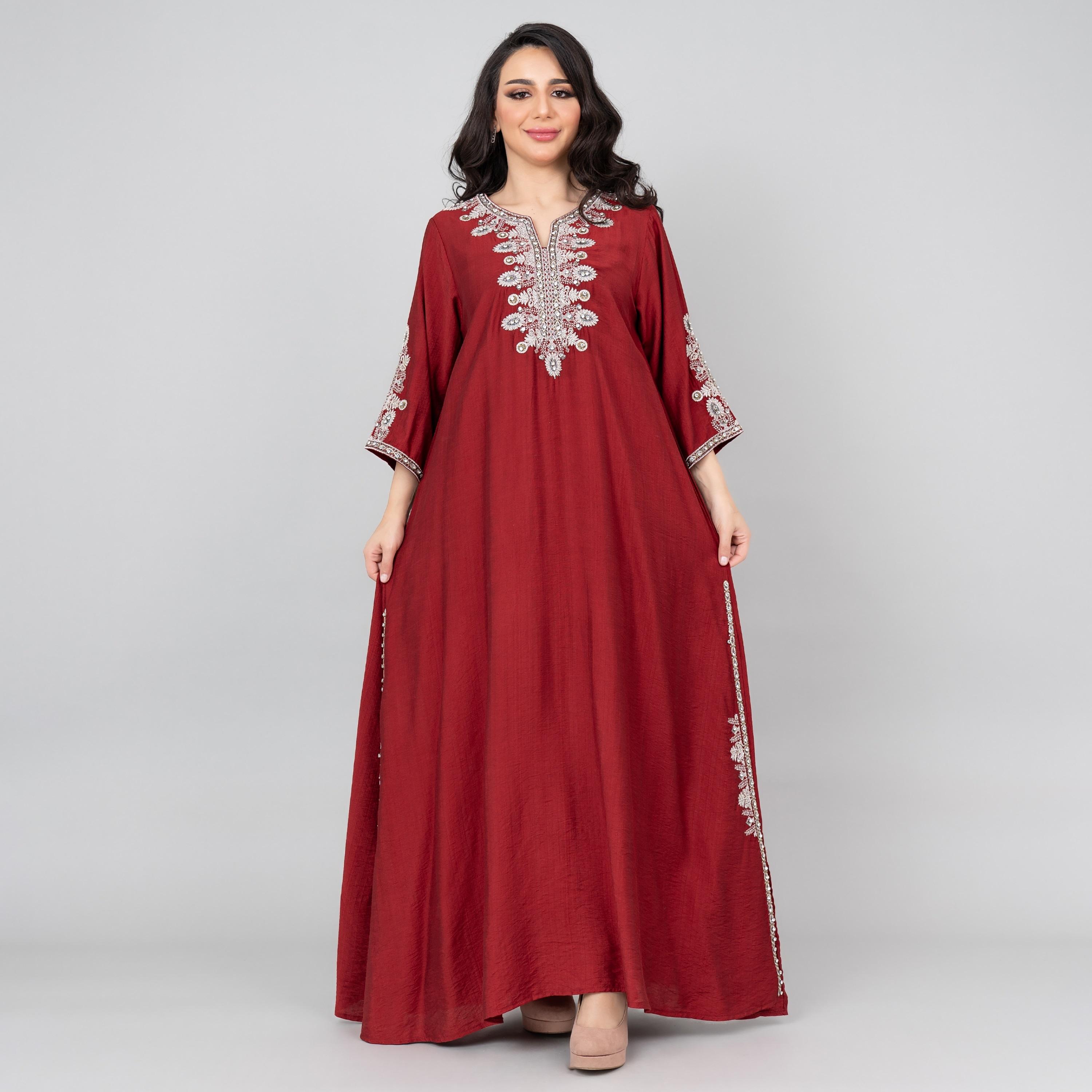 جلابية نسائية مطرزة ومزينة بالخرز من إككسا-women-arabicclothing-jalabiyas-image-5