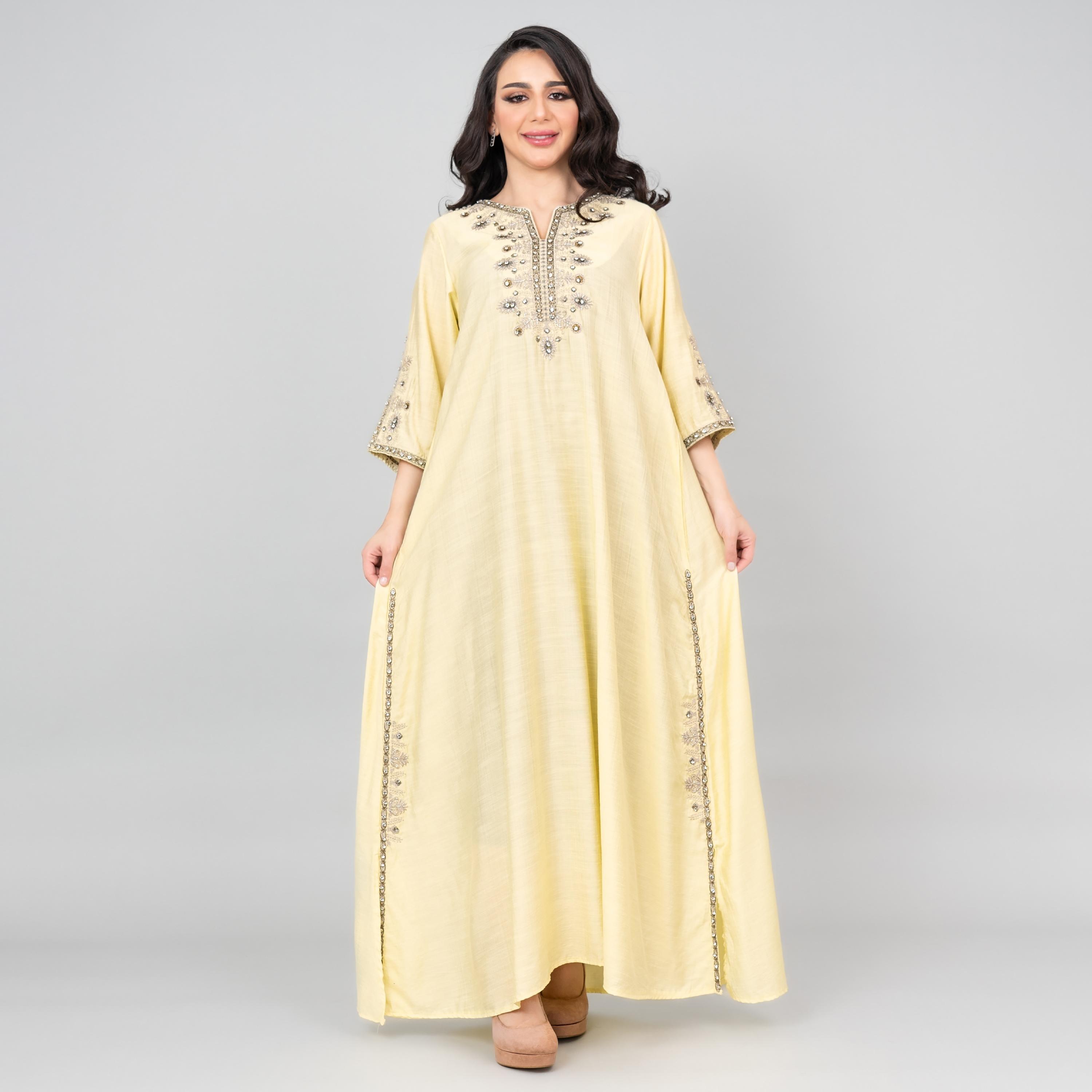 جلابية نسائية مطرزة ومزينة بالخرز من إككسا-women-arabicclothing-jalabiyas-image-1