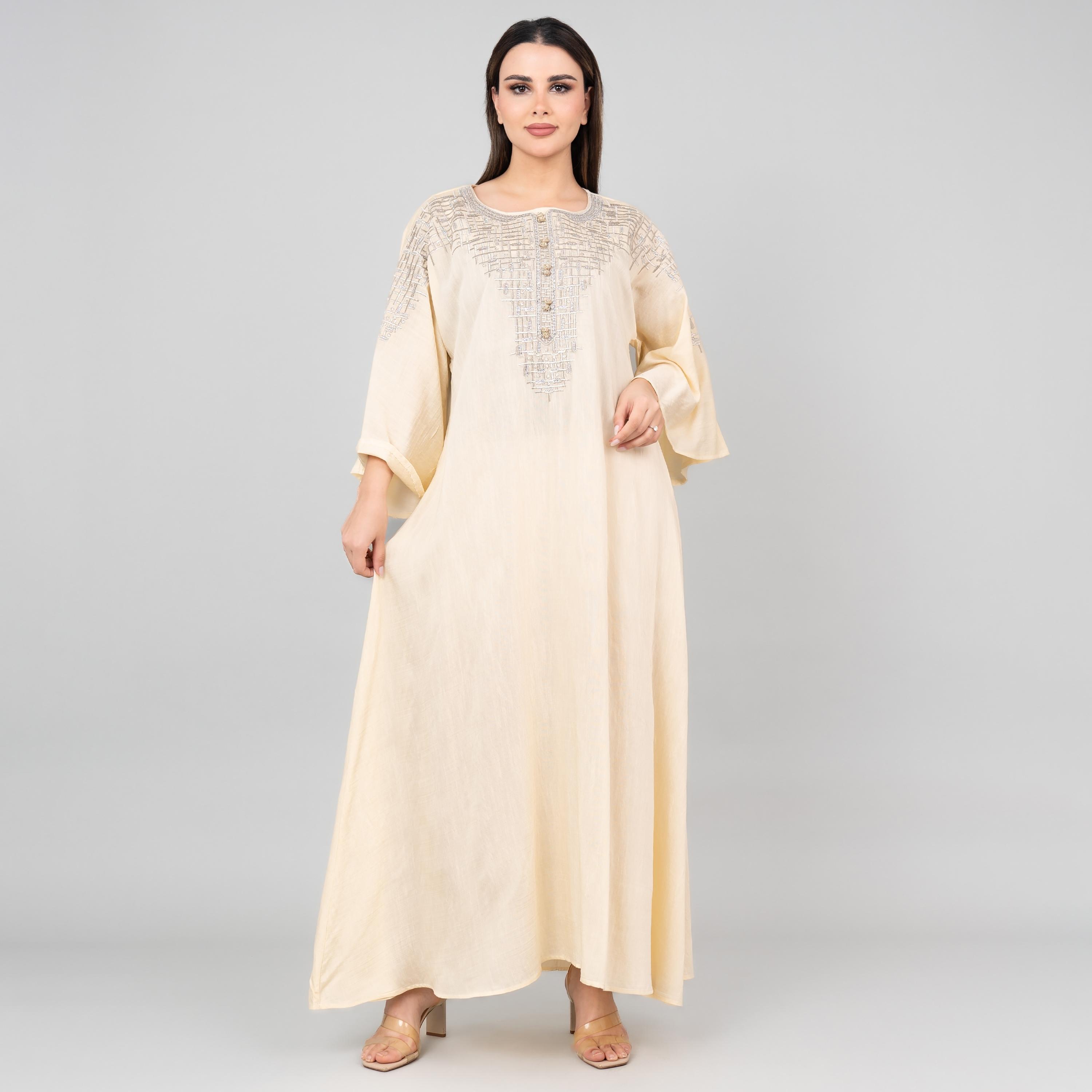 IKKXA Flared Sleeves Embroidered Women's Modern Jalabiya-women-arabicclothing-jalabiyas-image-1