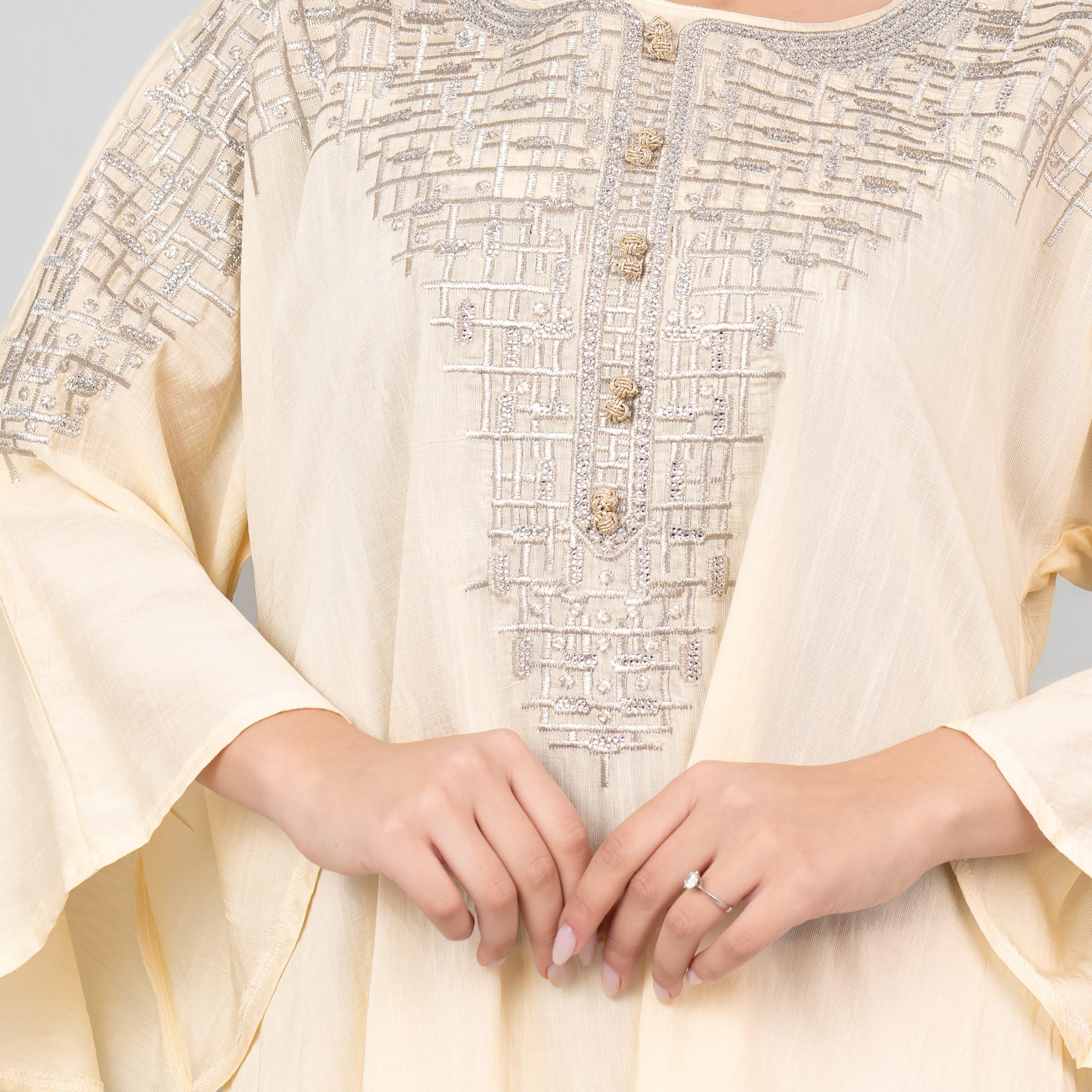 IKKXA Flared Sleeves Embroidered Women's Modern Jalabiya-women-arabicclothing-jalabiyas-image-2