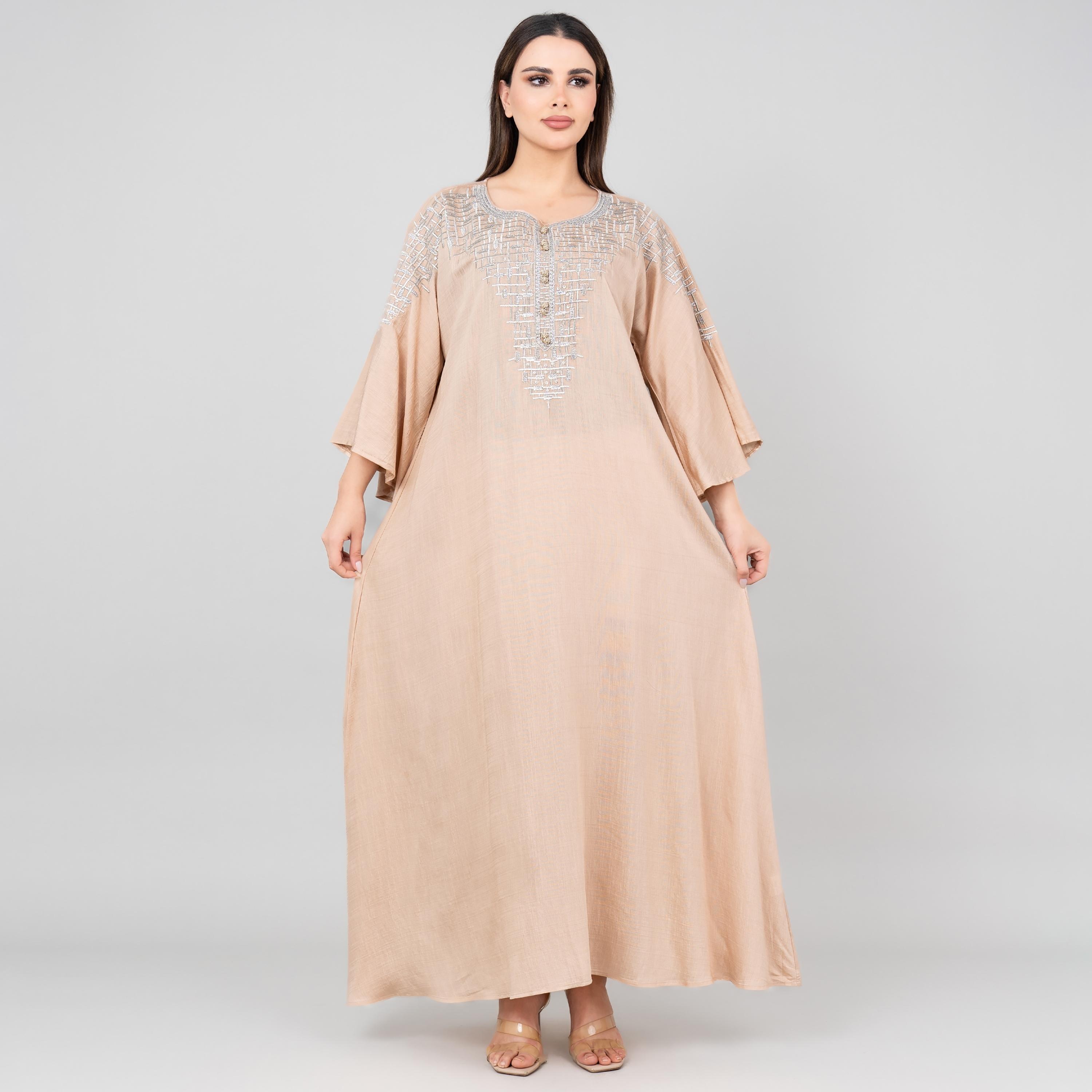 IKKXA Flared Sleeves Embroidered Women's Modern Jalabiya-women-arabicclothing-jalabiyas-image-9