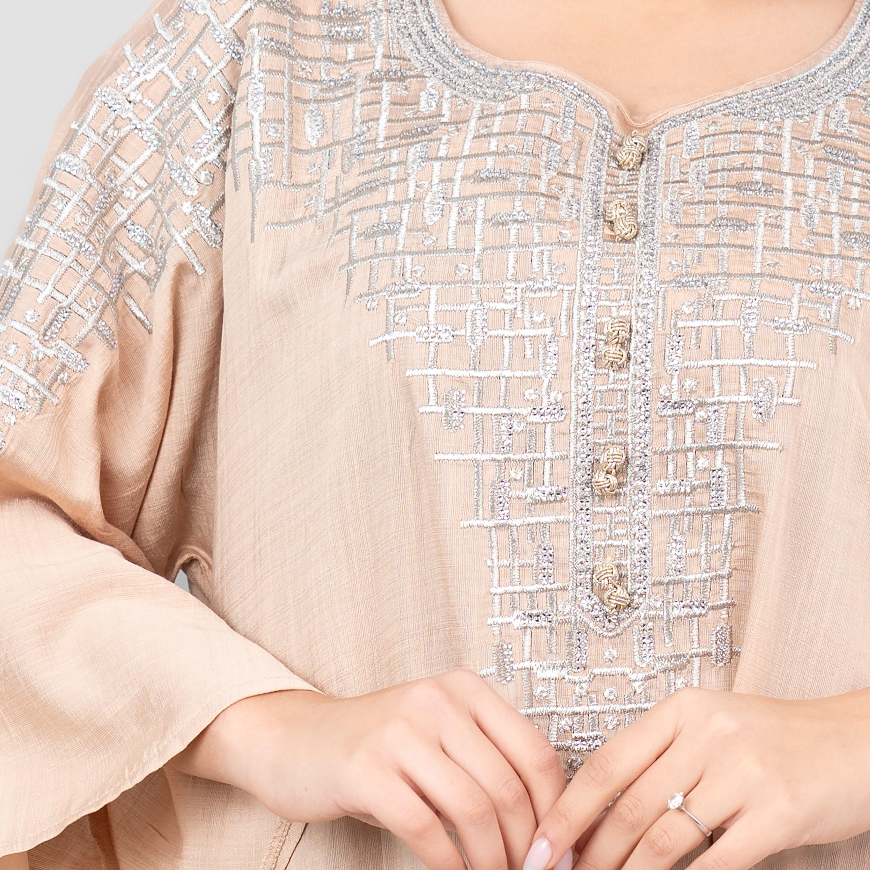 IKKXA Flared Sleeves Embroidered Women's Modern Jalabiya-women-arabicclothing-jalabiyas-image-10