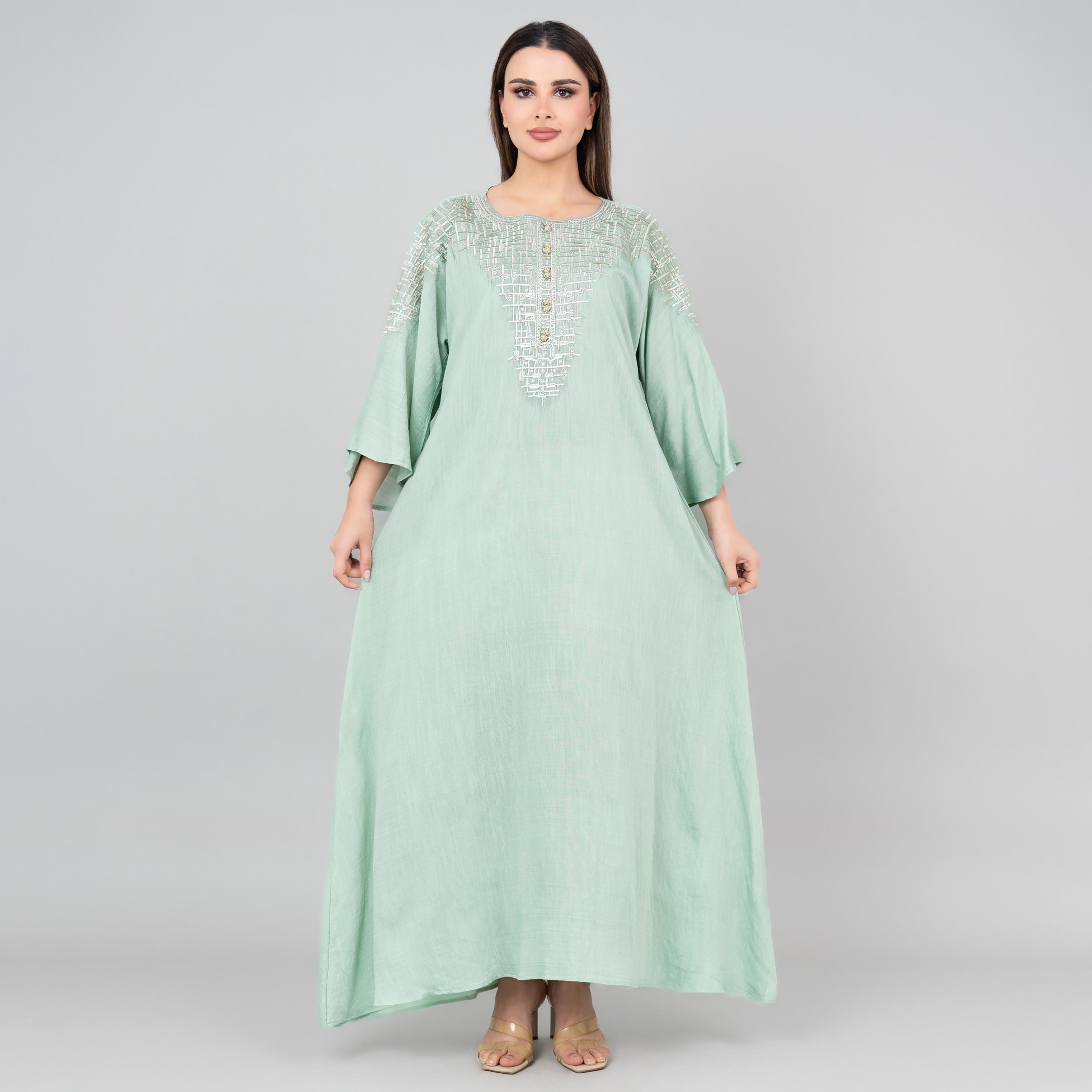 IKKXA Flared Sleeves Embroidered Women's Modern Jalabiya-women-arabicclothing-jalabiyas-image-5