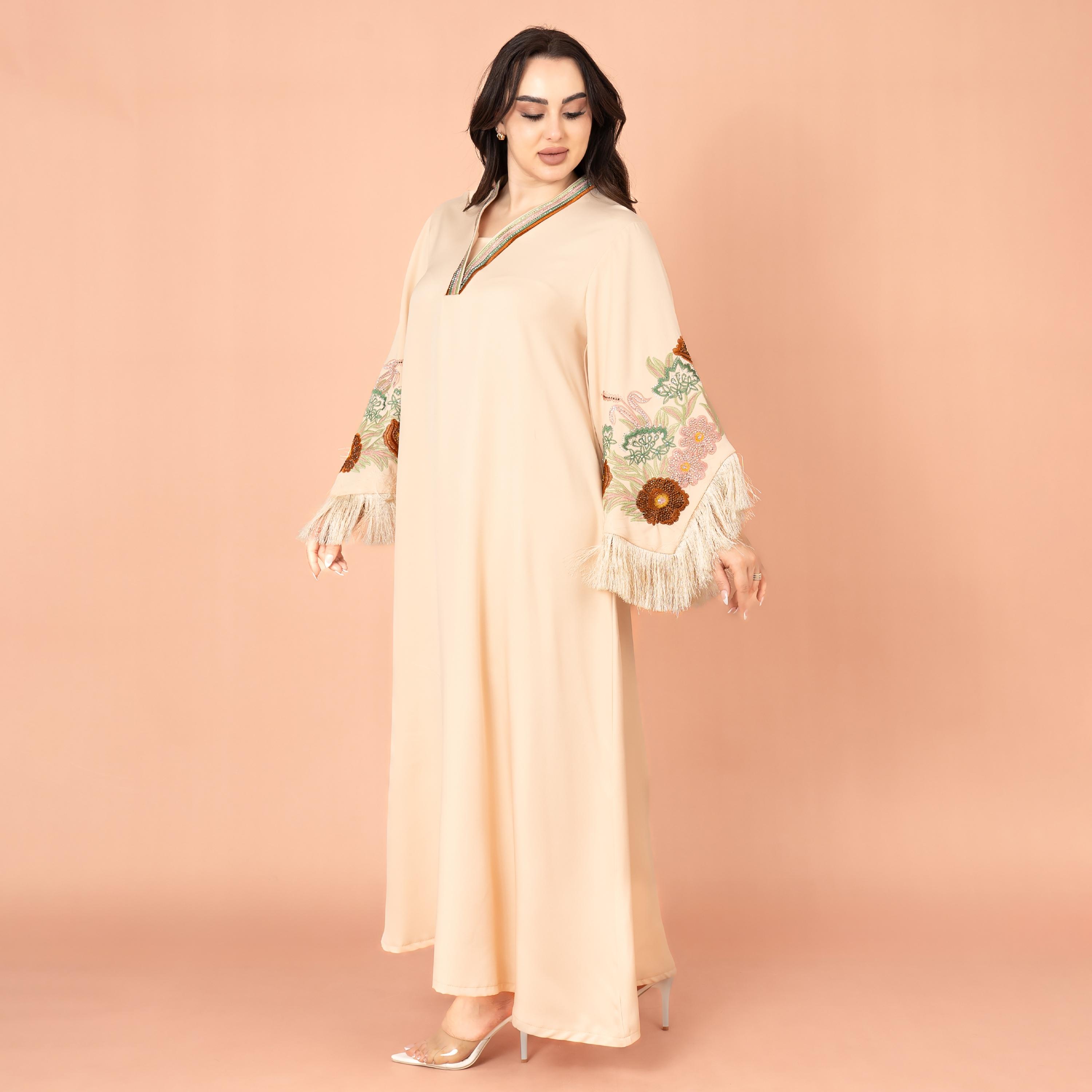 IKKXA جلابية نسائية بأكمام واسعة ومطرزة بأحجار الراين للعمل المسائي-women-arabicclothing-jalabiyas-image-3