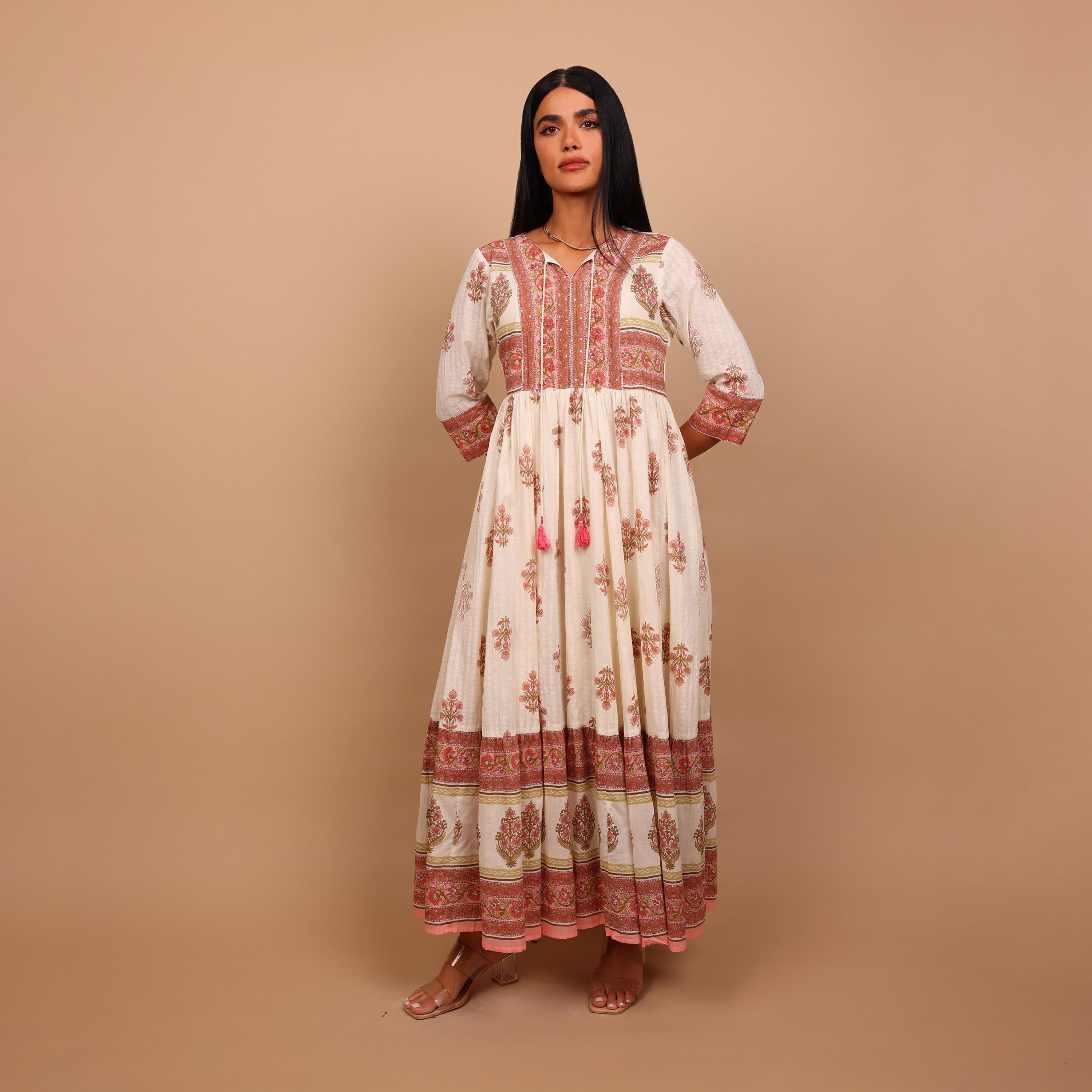 جلابية نسائية واسعة ومجسمة (فت آند فلير) بنقشة زهور من إيككسا-women-arabicclothing-jalabiyas-image-6
