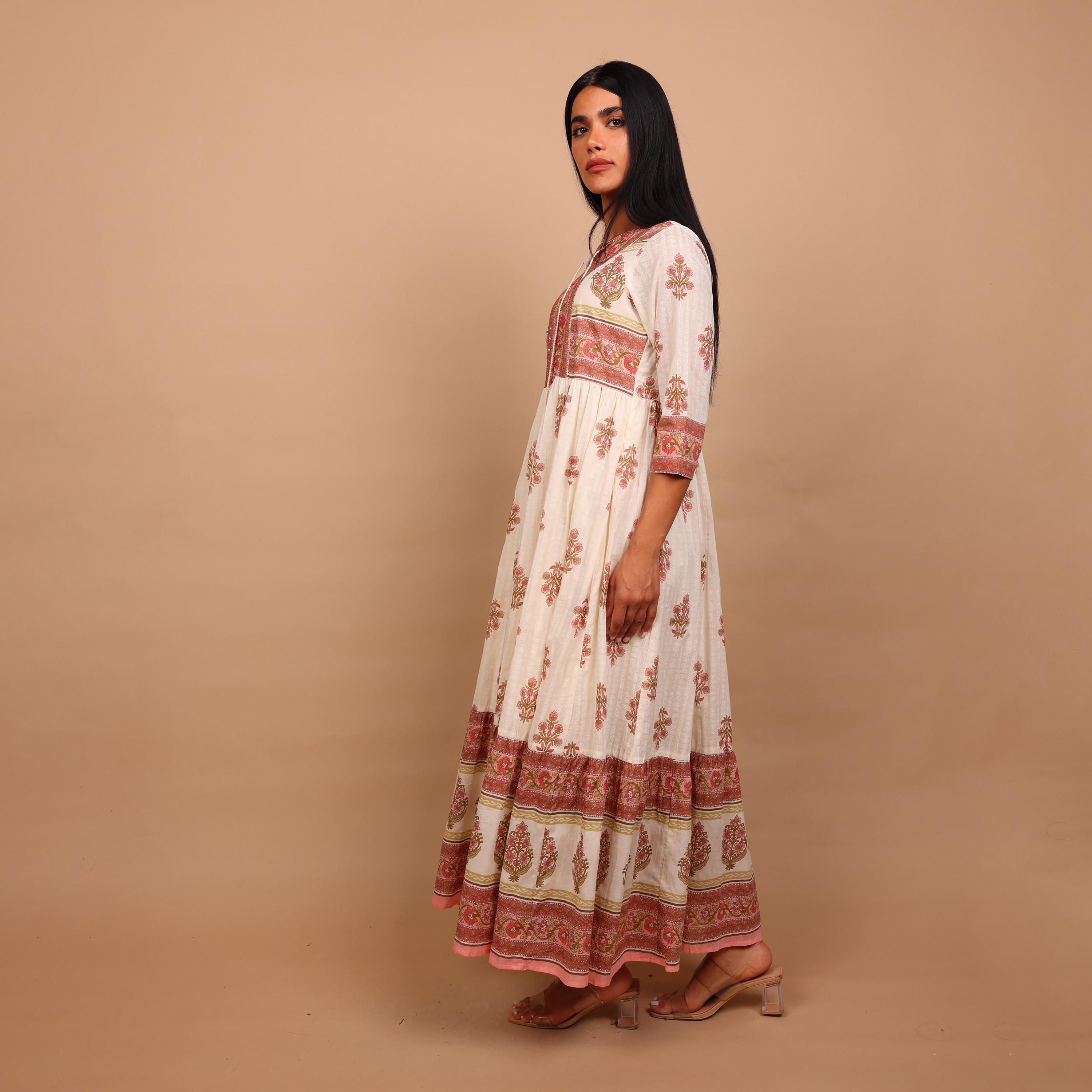 جلابية نسائية واسعة ومجسمة (فت آند فلير) بنقشة زهور من إيككسا-women-arabicclothing-jalabiyas-image-8