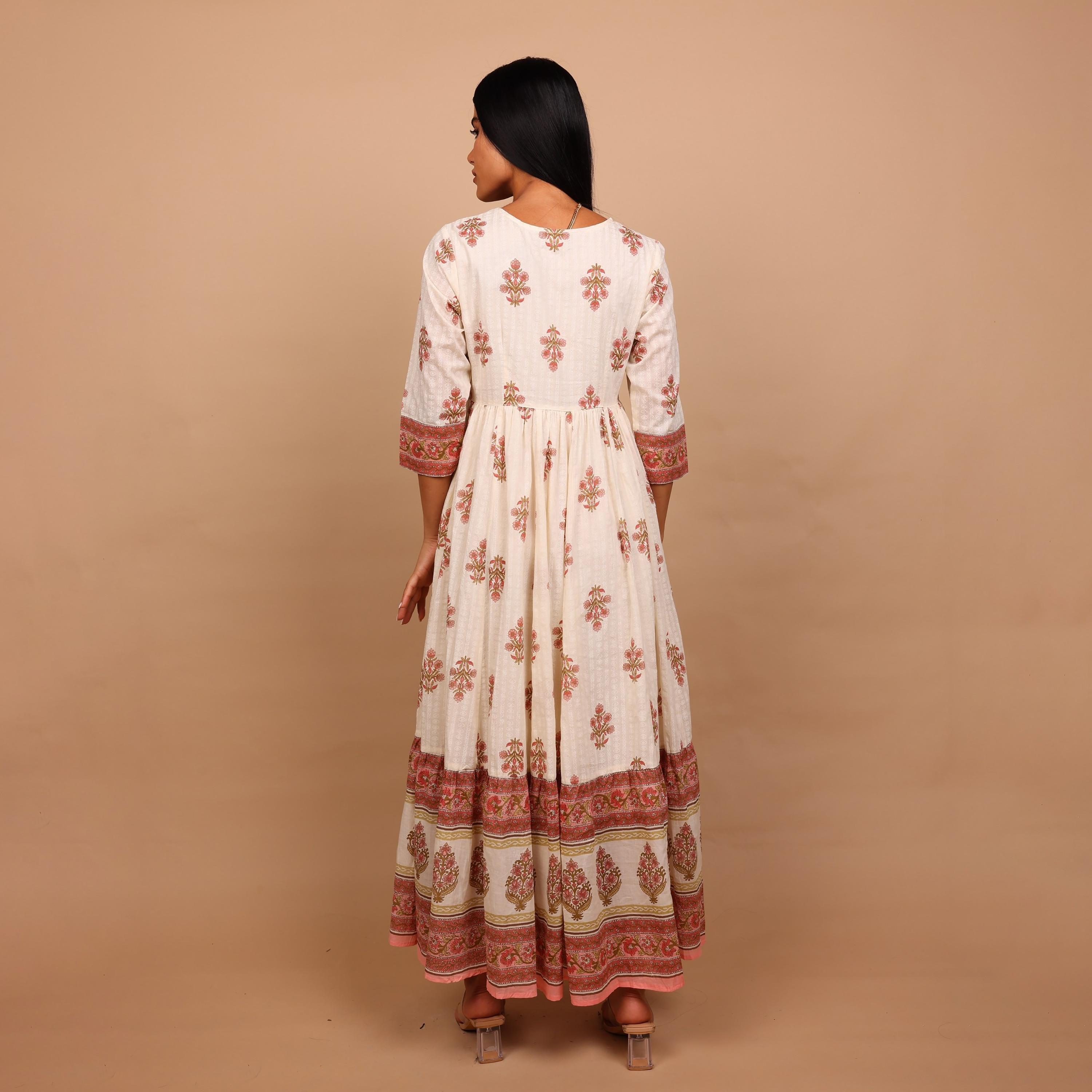 جلابية نسائية واسعة ومجسمة (فت آند فلير) بنقشة زهور من إيككسا-women-arabicclothing-jalabiyas-image-9