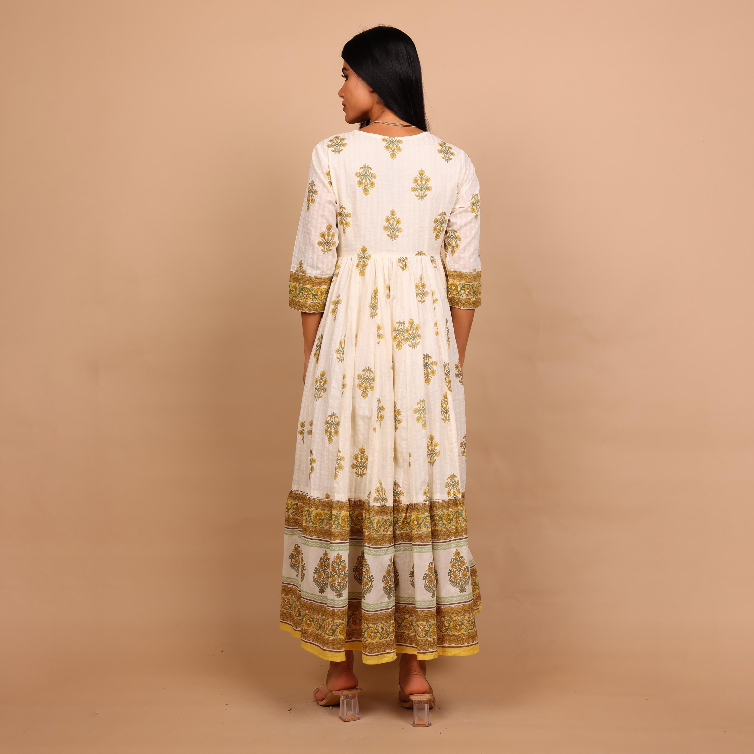 جلابية نسائية واسعة ومجسمة (فت آند فلير) بنقشة زهور من إيككسا-women-arabicclothing-jalabiyas-image-13