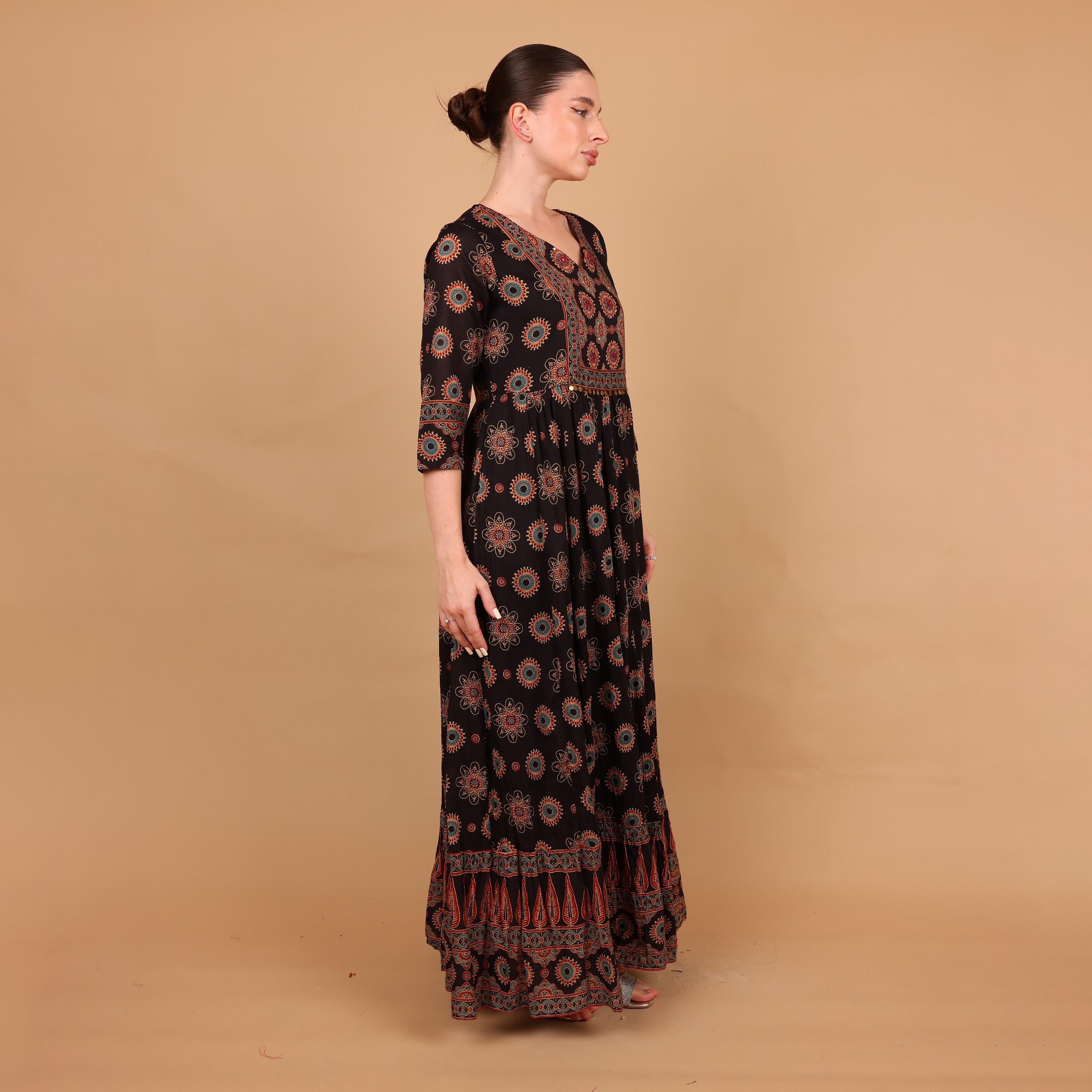 IKKXA Ethnic Print Women's Fit and Flared Jalabiya-women-arabicclothing-jalabiyas-image-4