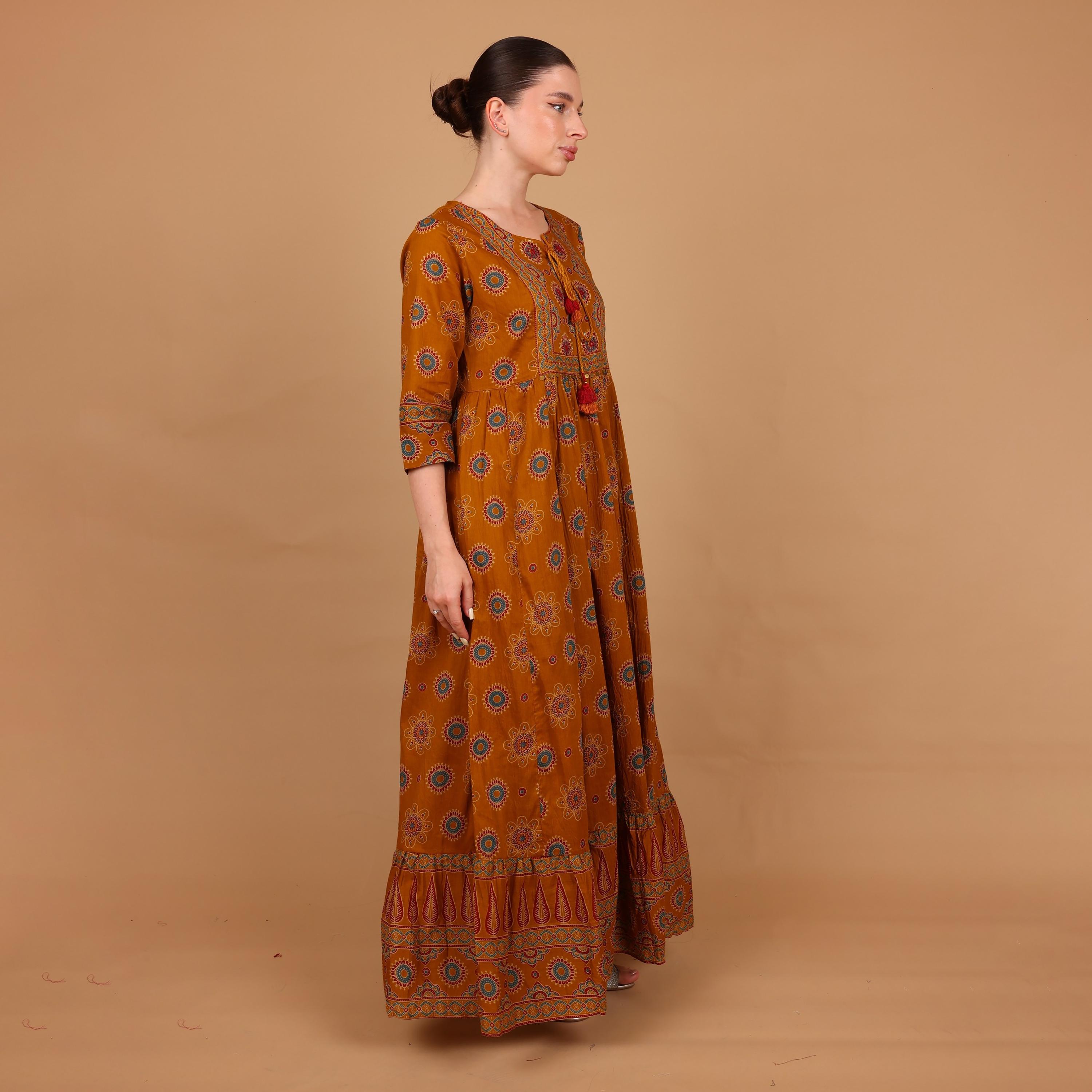 IKKXA Ethnic Print Women's Fit and Flared Jalabiya-women-arabicclothing-jalabiyas-image-4