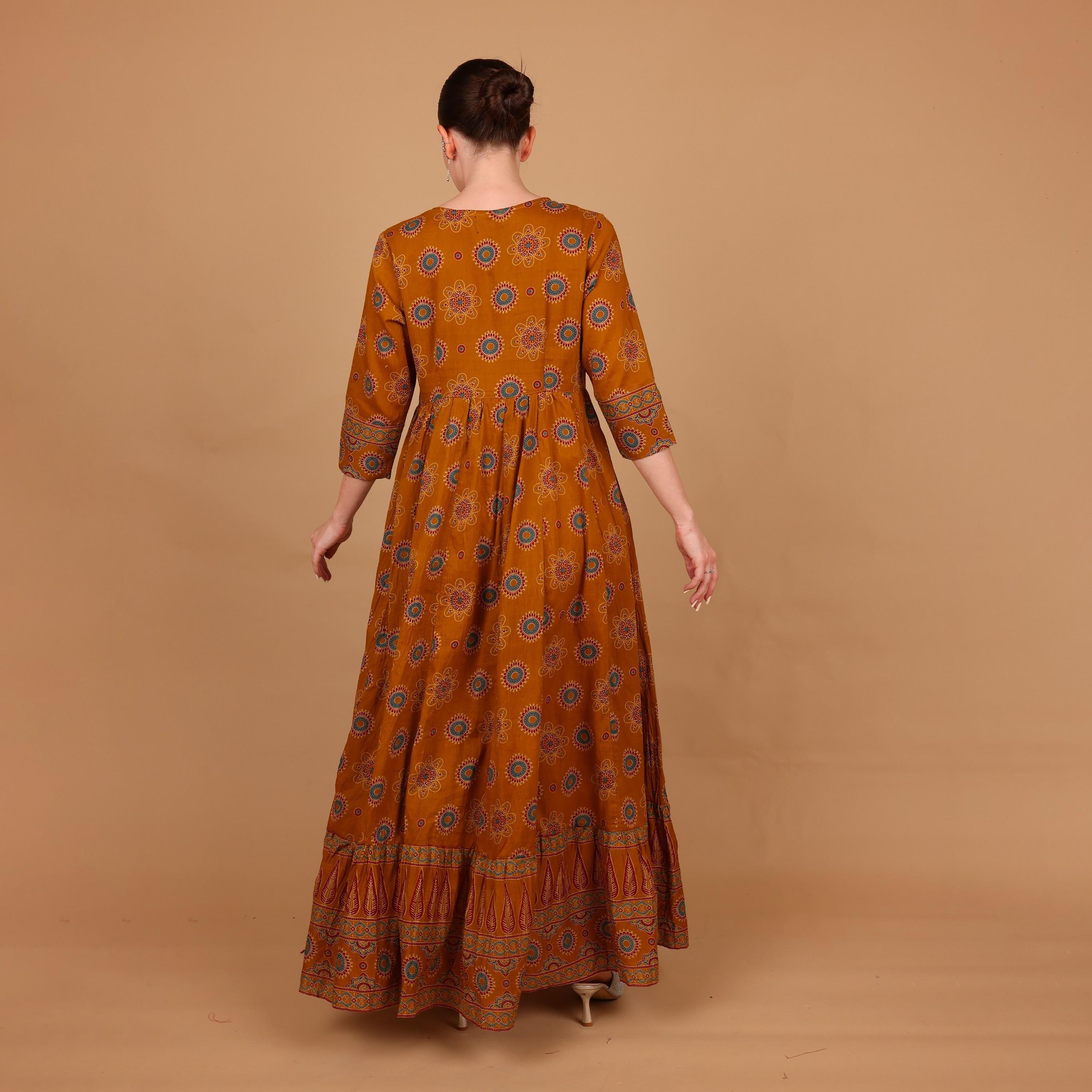 IKKXA Ethnic Print Women's Fit and Flared Jalabiya-women-arabicclothing-jalabiyas-image-5