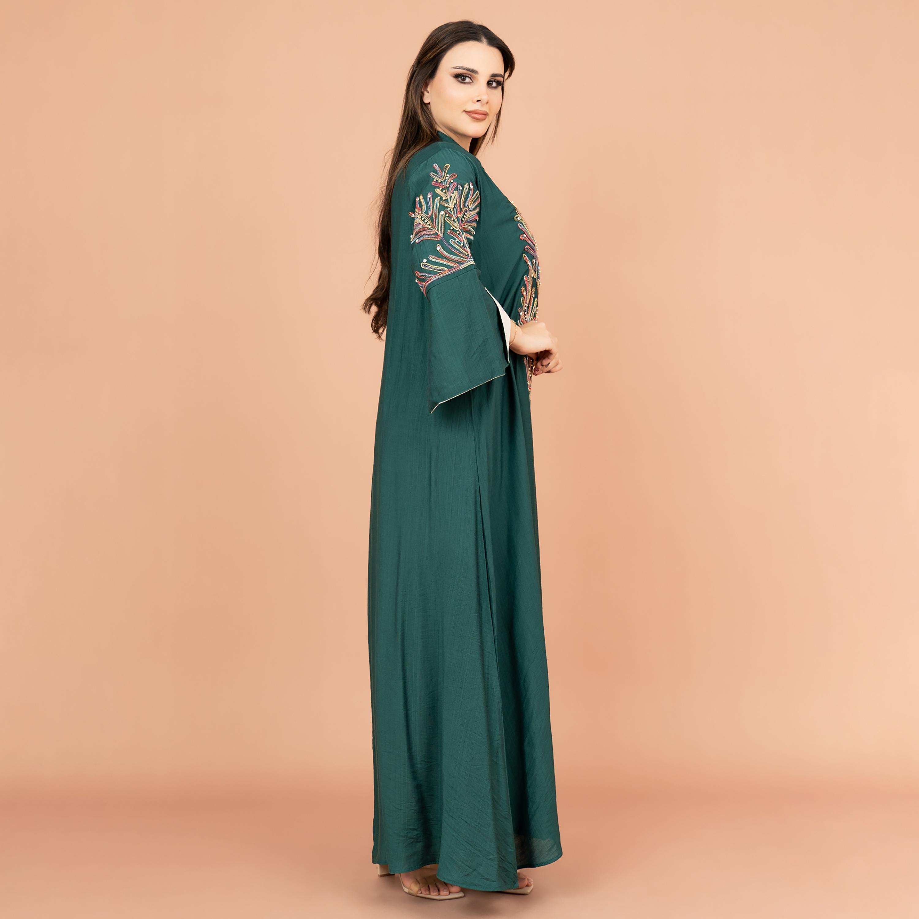 جلابية نسائية مطرزة بالكريستال بأكمام واسعة من إككسا-women-arabicclothing-jalabiyas-image-3