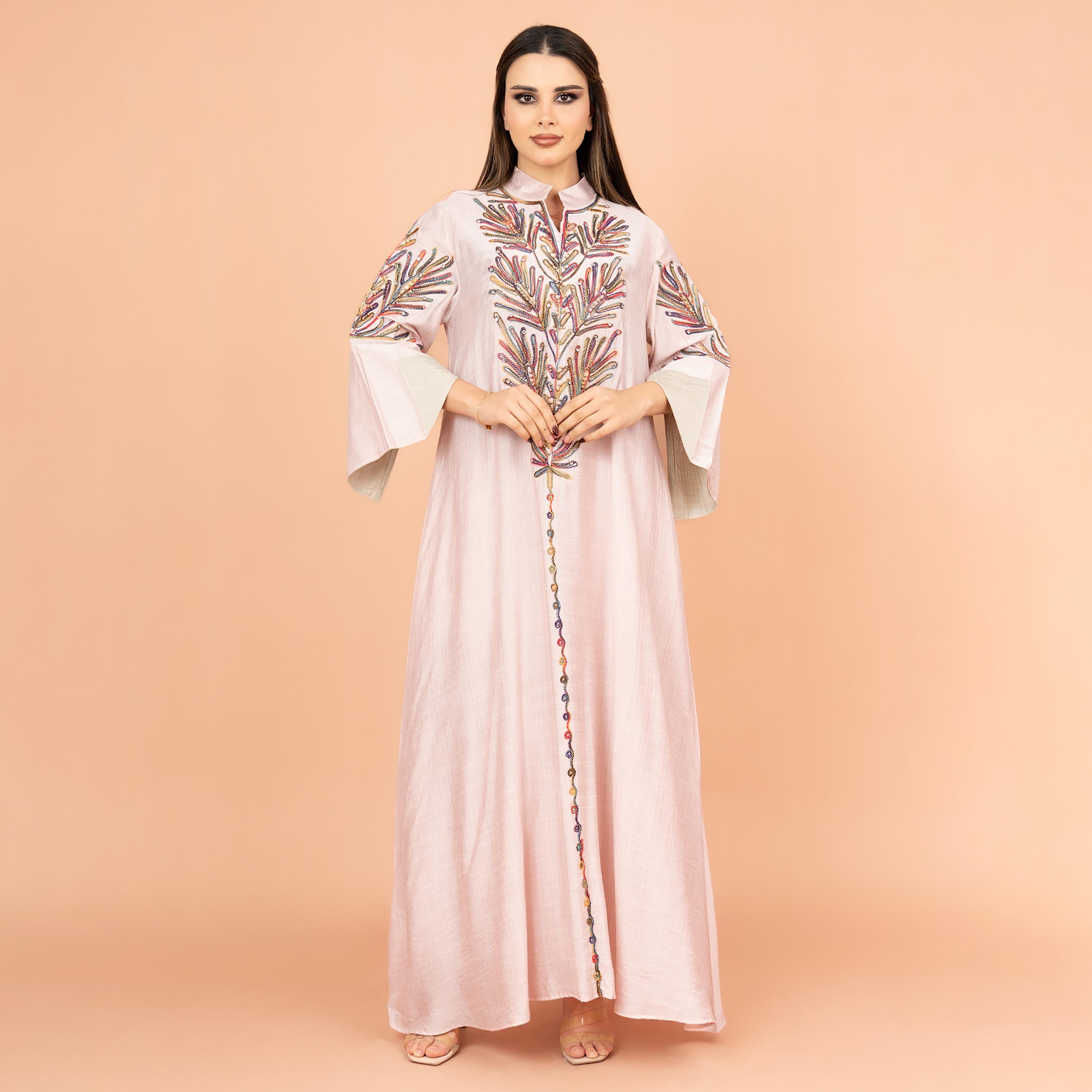 IKKXA Flared Sleeves Crystal and Embroidered Women's Jalabiya-women-arabicclothing-jalabiyas-image-1
