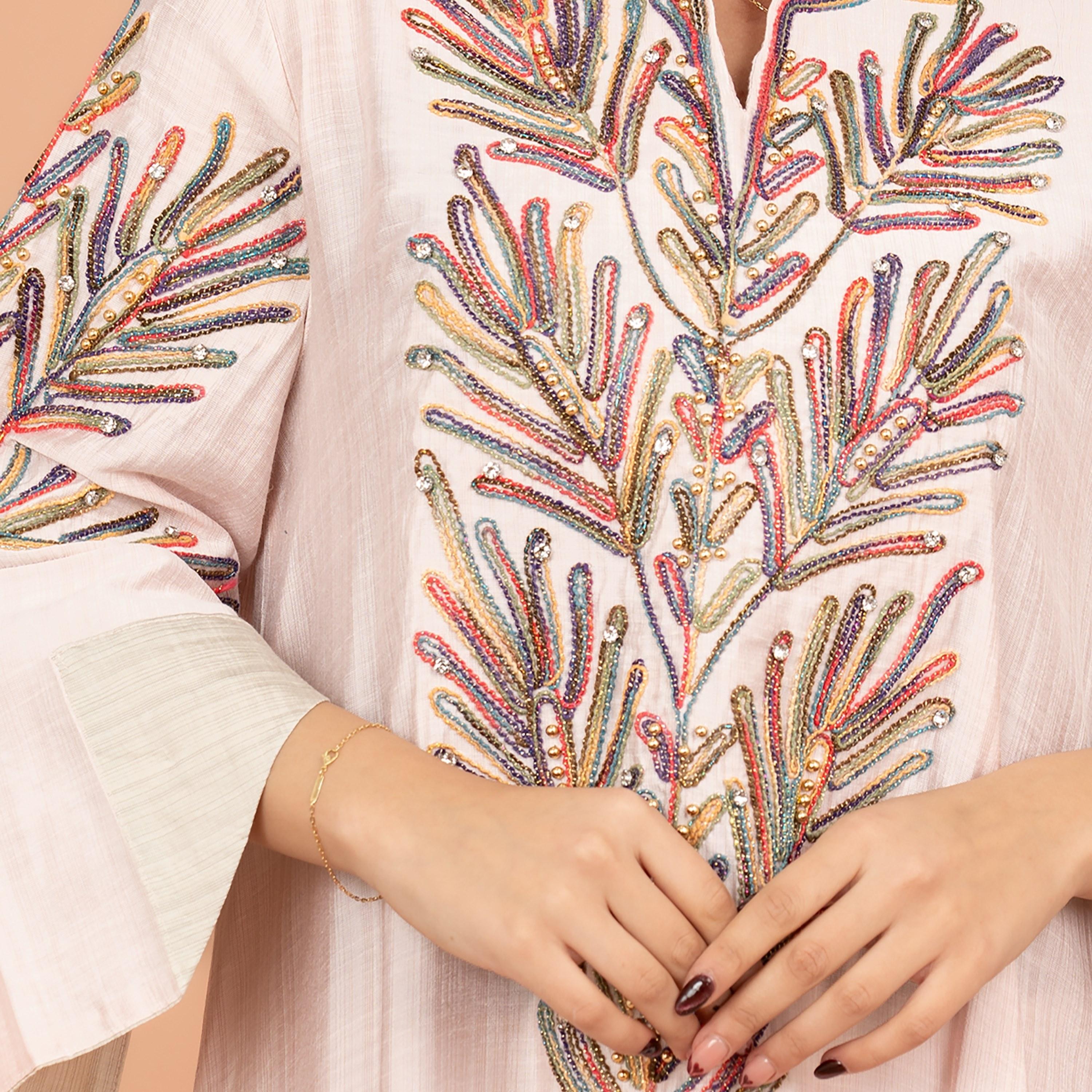 IKKXA Flared Sleeves Crystal and Embroidered Women's Jalabiya-women-arabicclothing-jalabiyas-image-2
