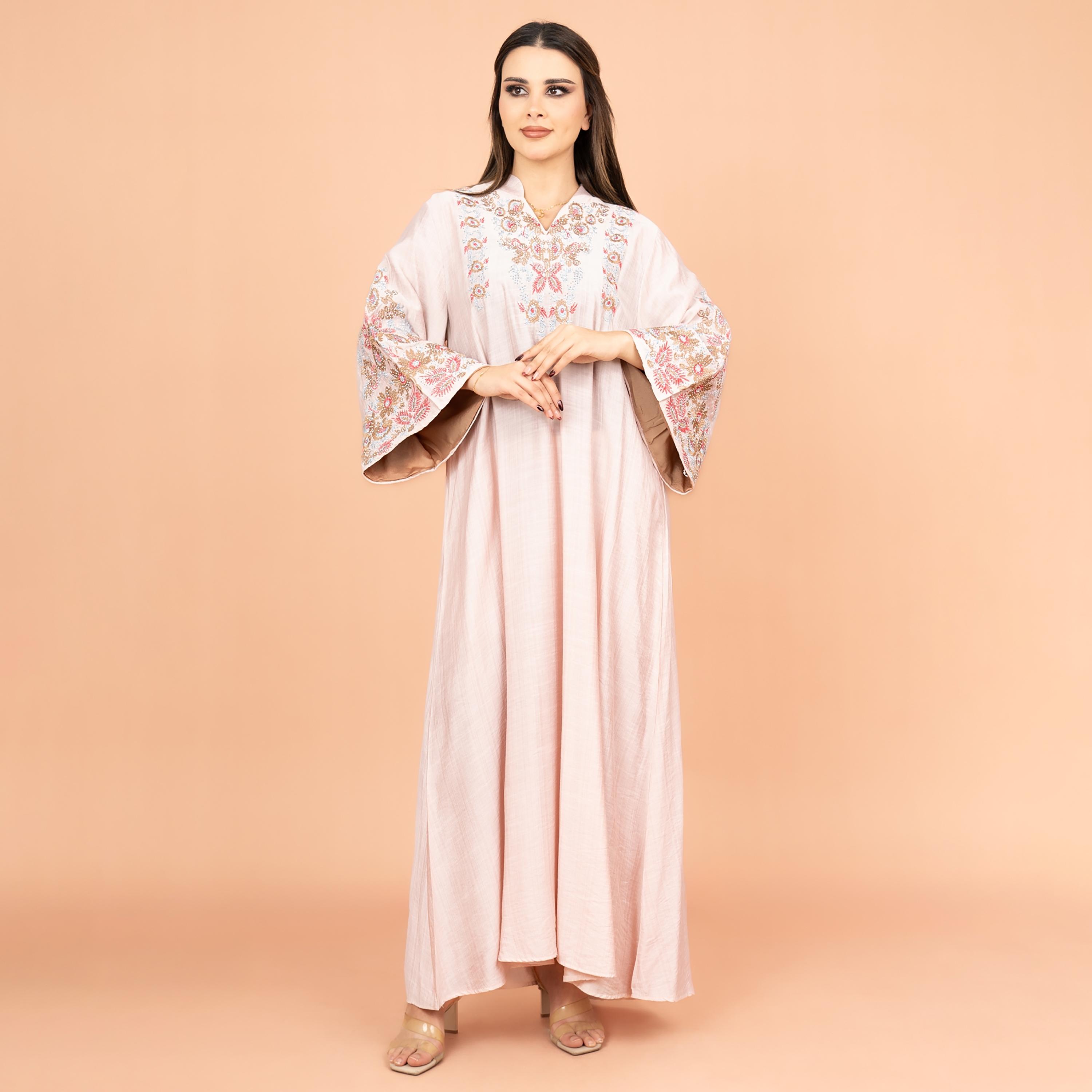 جلابية نسائية مطرزة بالكريستال بأكمام واسعة من إككسا-women-arabicclothing-jalabiyas-image-9