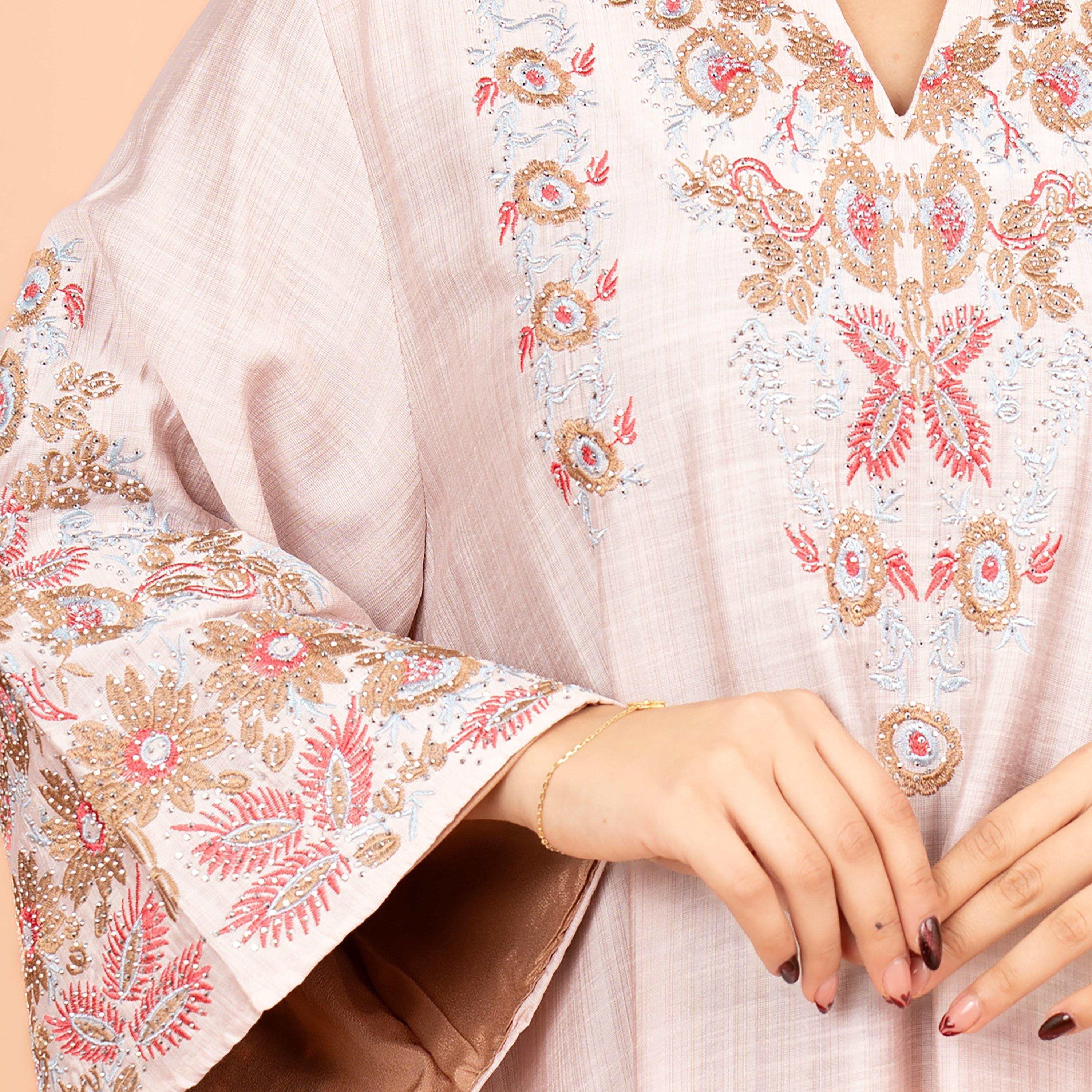 جلابية نسائية مطرزة بالكريستال بأكمام واسعة من إككسا-women-arabicclothing-jalabiyas-image-10