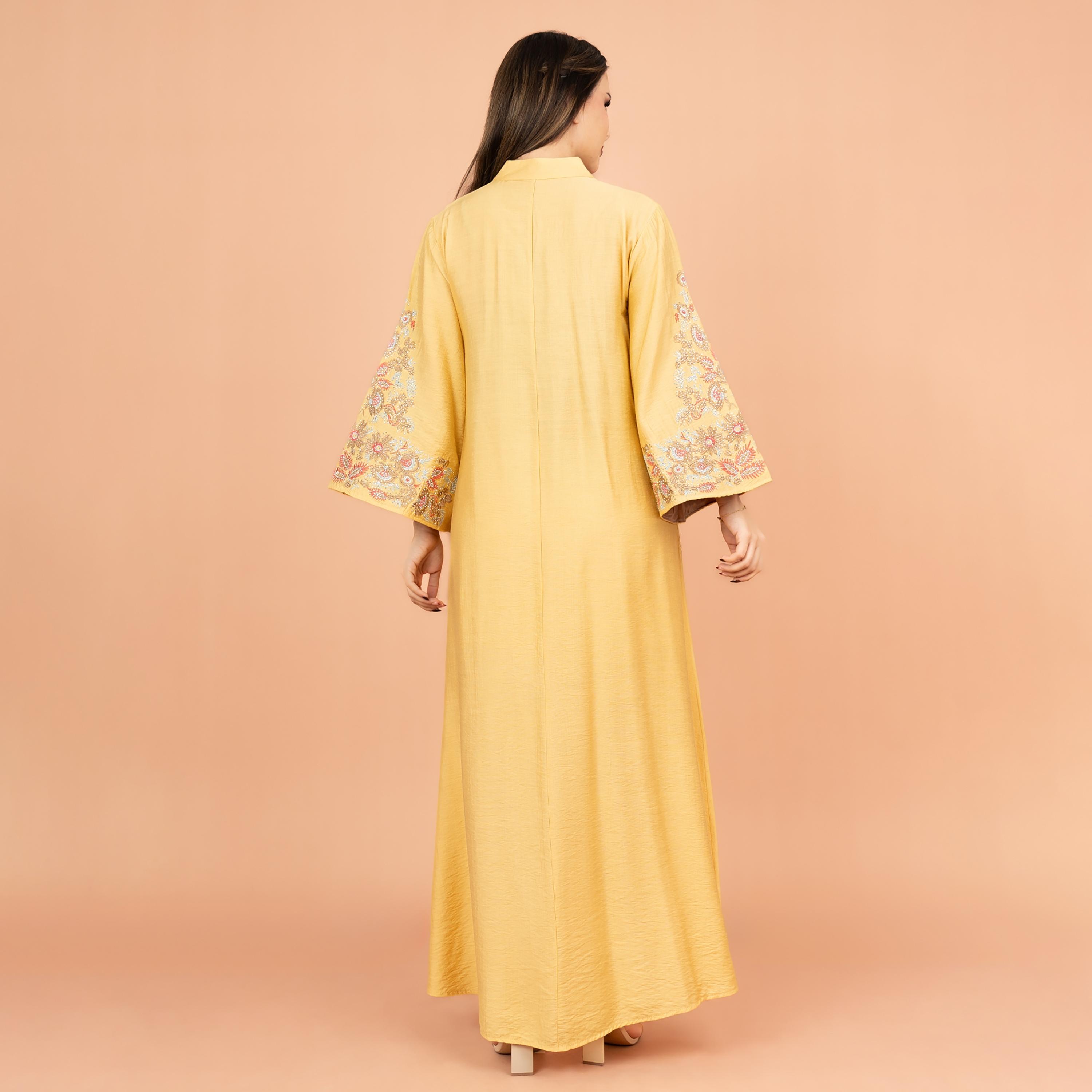 جلابية نسائية مطرزة بالكريستال بأكمام واسعة من إككسا-women-arabicclothing-jalabiyas-image-4