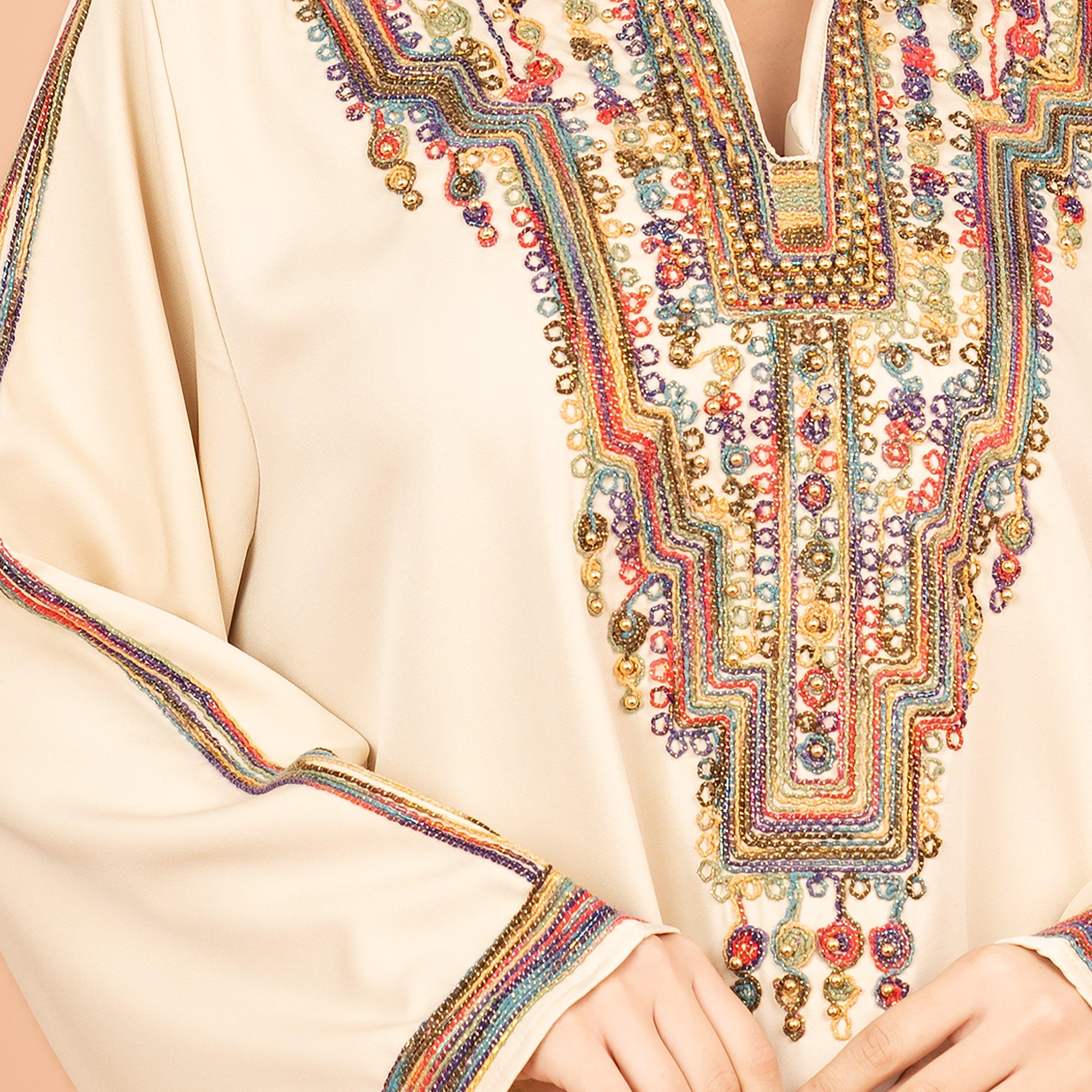 IKKXA Mandarin Collar Embroidered Women's Jalabiya-women-arabicclothing-jalabiyas-image-2