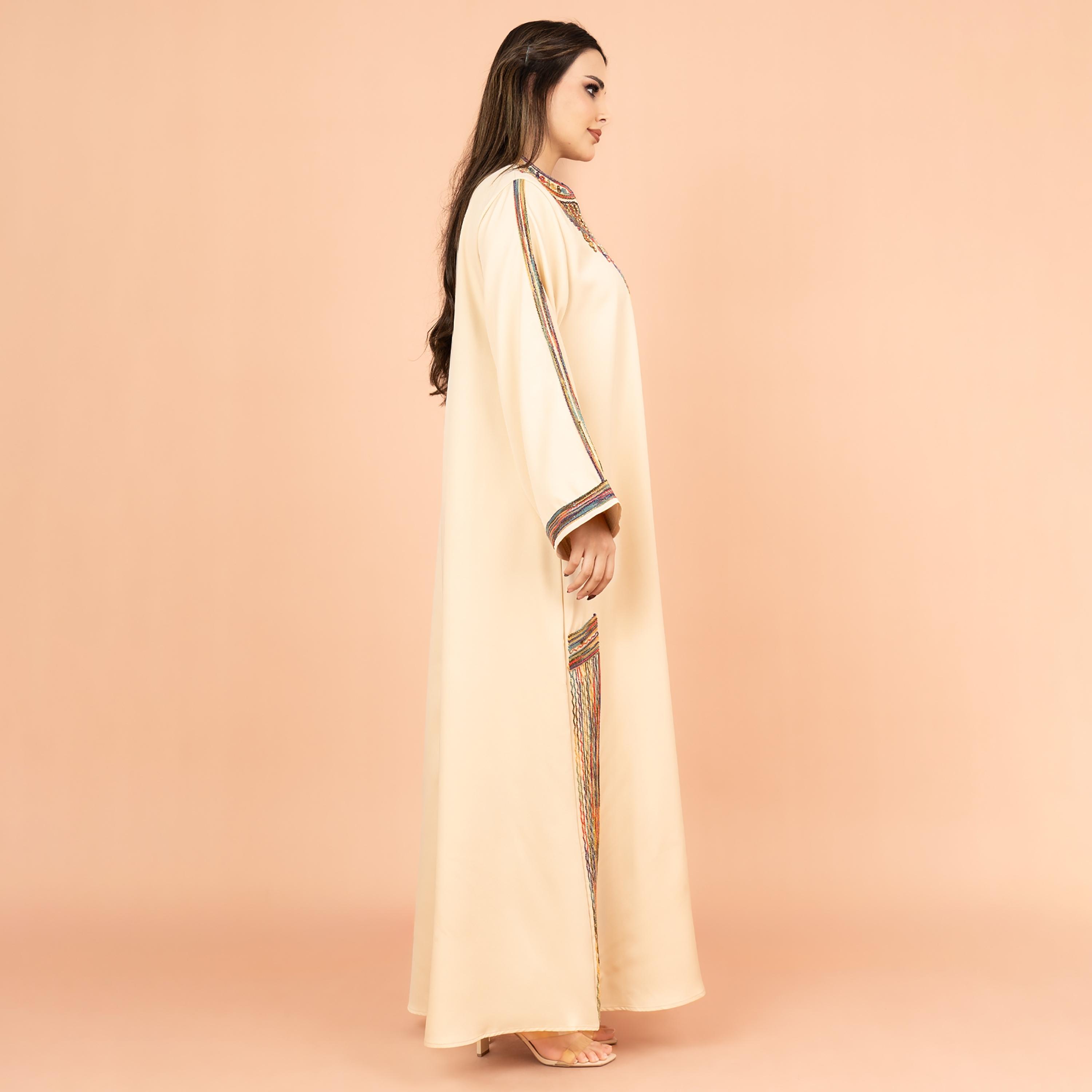 IKKXA Mandarin Collar Embroidered Women's Jalabiya-women-arabicclothing-jalabiyas-image-3