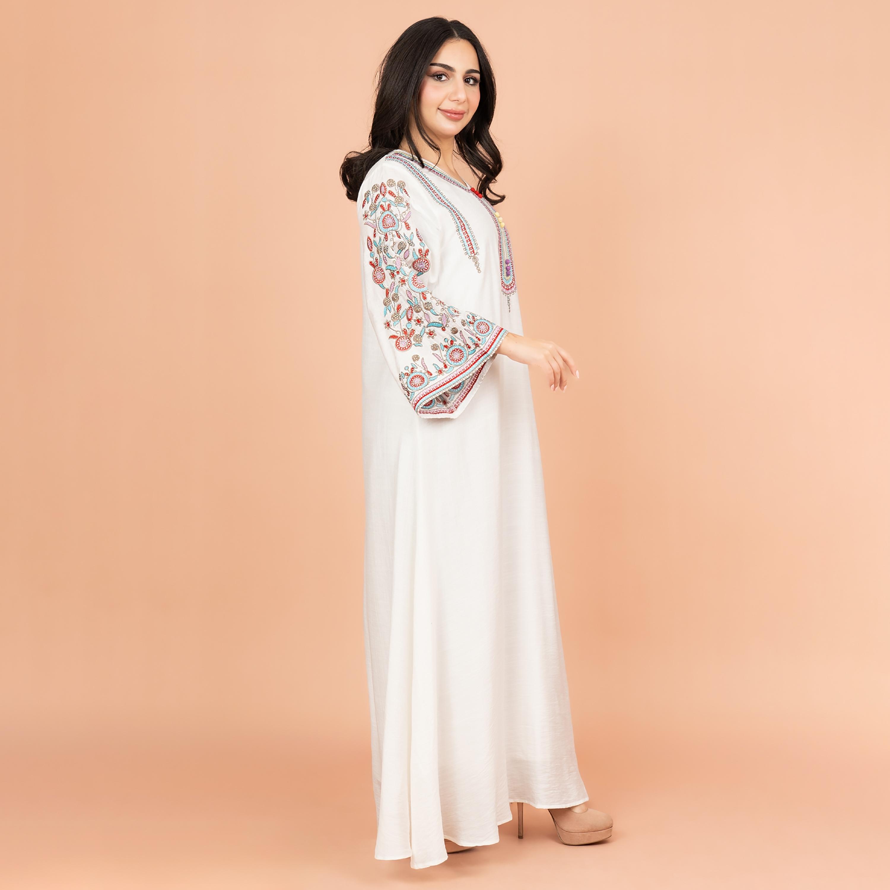 IKKXA Flared Sleeves Crystal and Hand Embroidered Women's Jalabiya-women-arabicclothing-jalabiyas-image-11