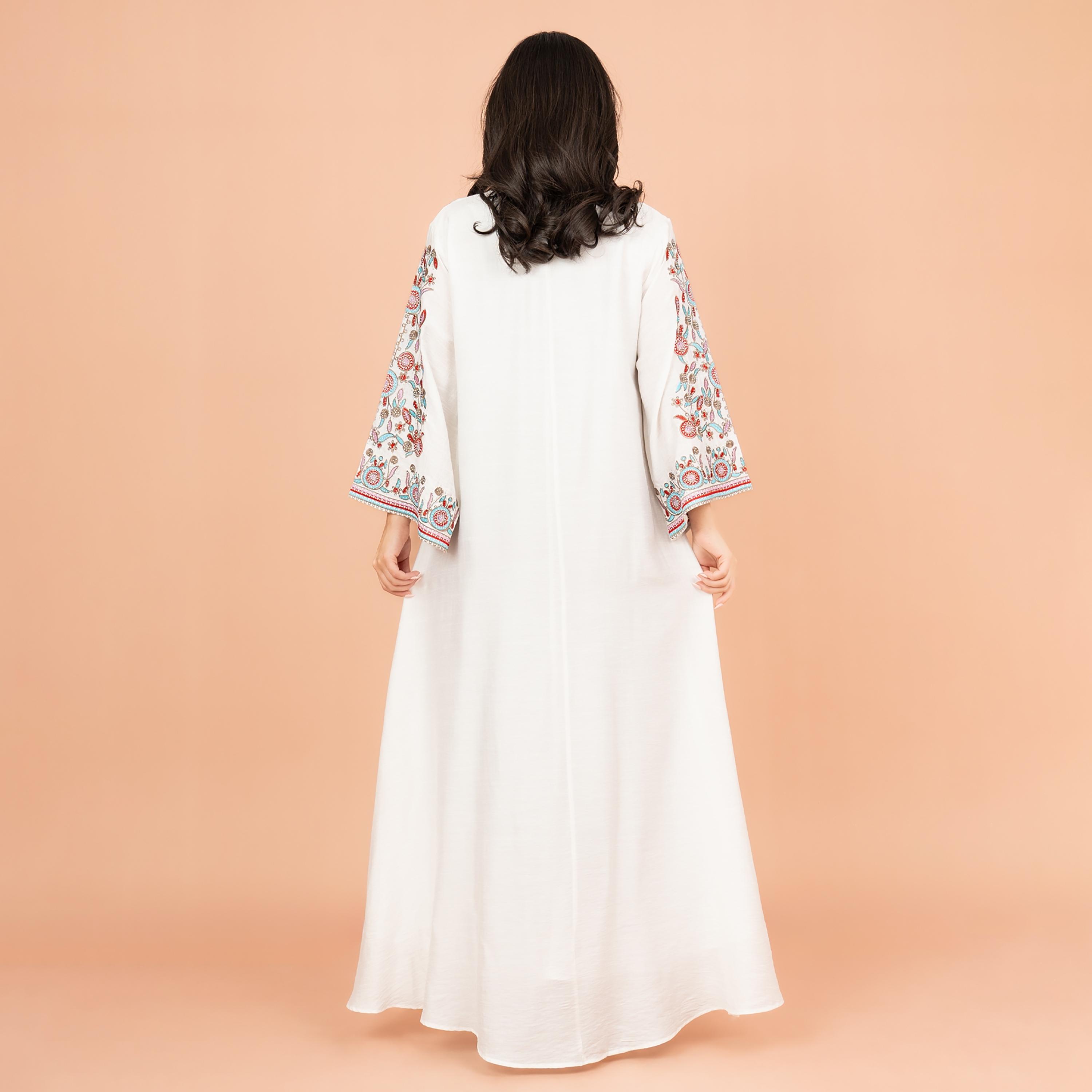 IKKXA Flared Sleeves Crystal and Hand Embroidered Women's Jalabiya-women-arabicclothing-jalabiyas-image-12