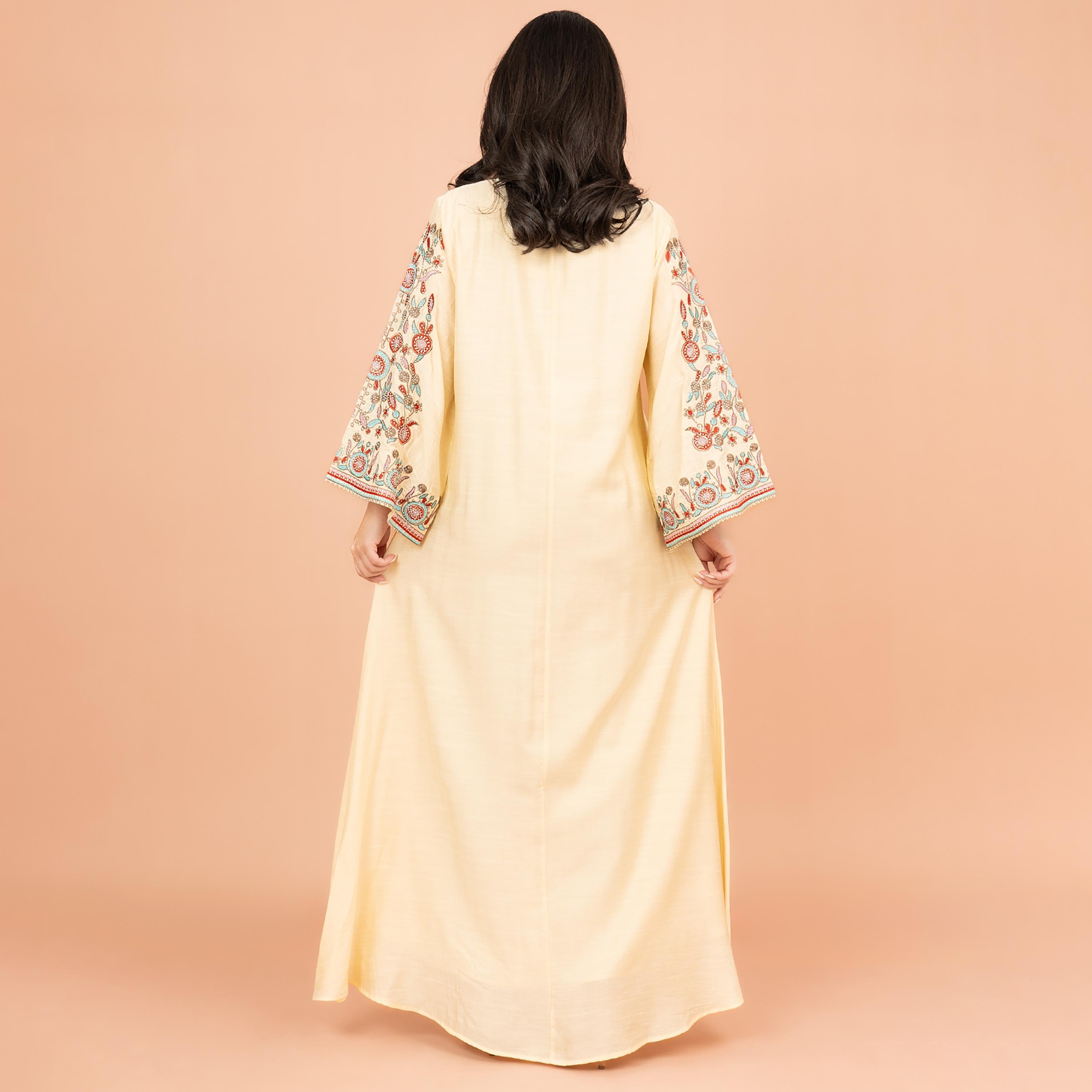 IKKXA Flared Sleeves Crystal and Hand Embroidered Women's Jalabiya-women-arabicclothing-jalabiyas-image-8