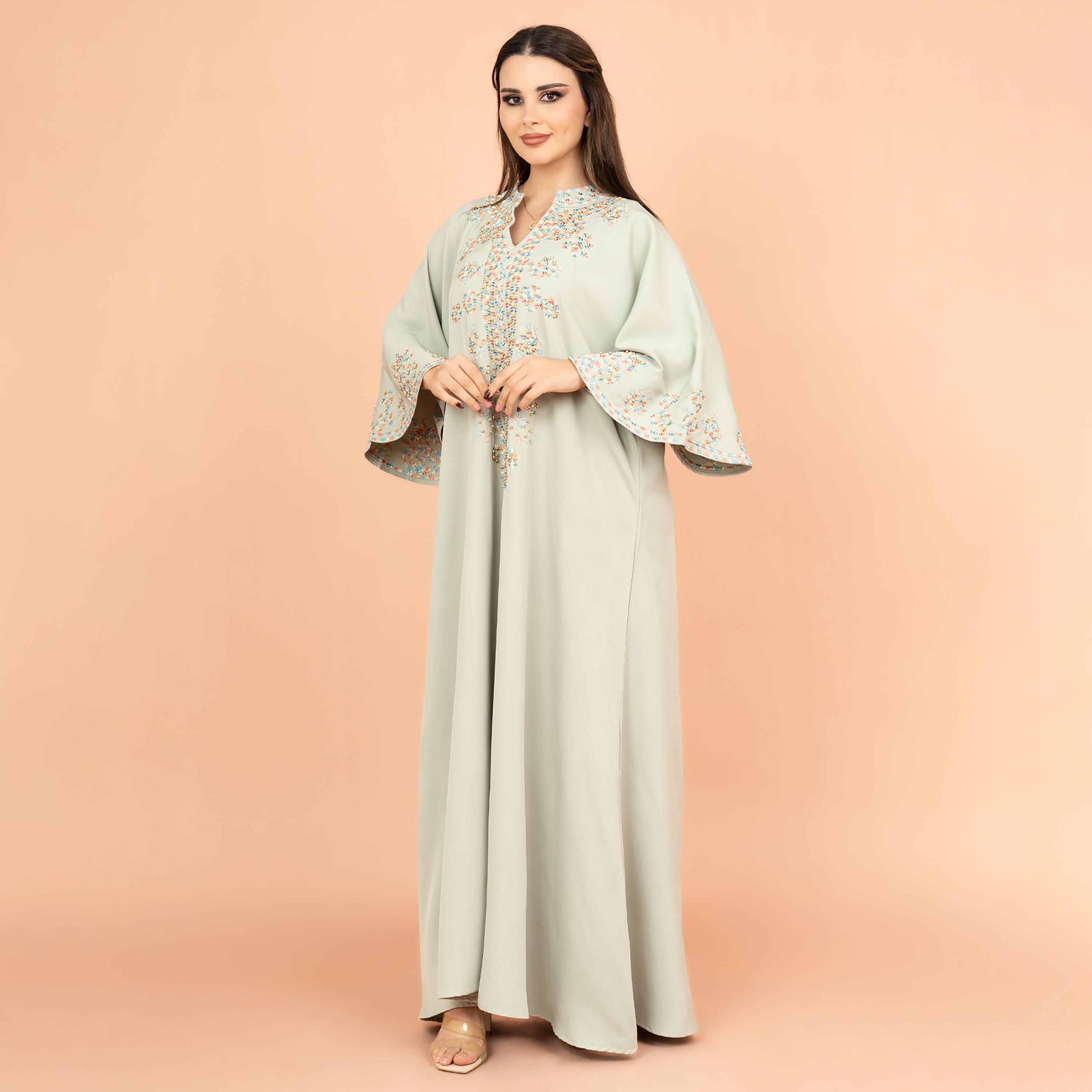 جلابية نسائية مطرزة بشكل معقد بأكمام واسعة من إككسا-women-arabicclothing-jalabiyas-image-3