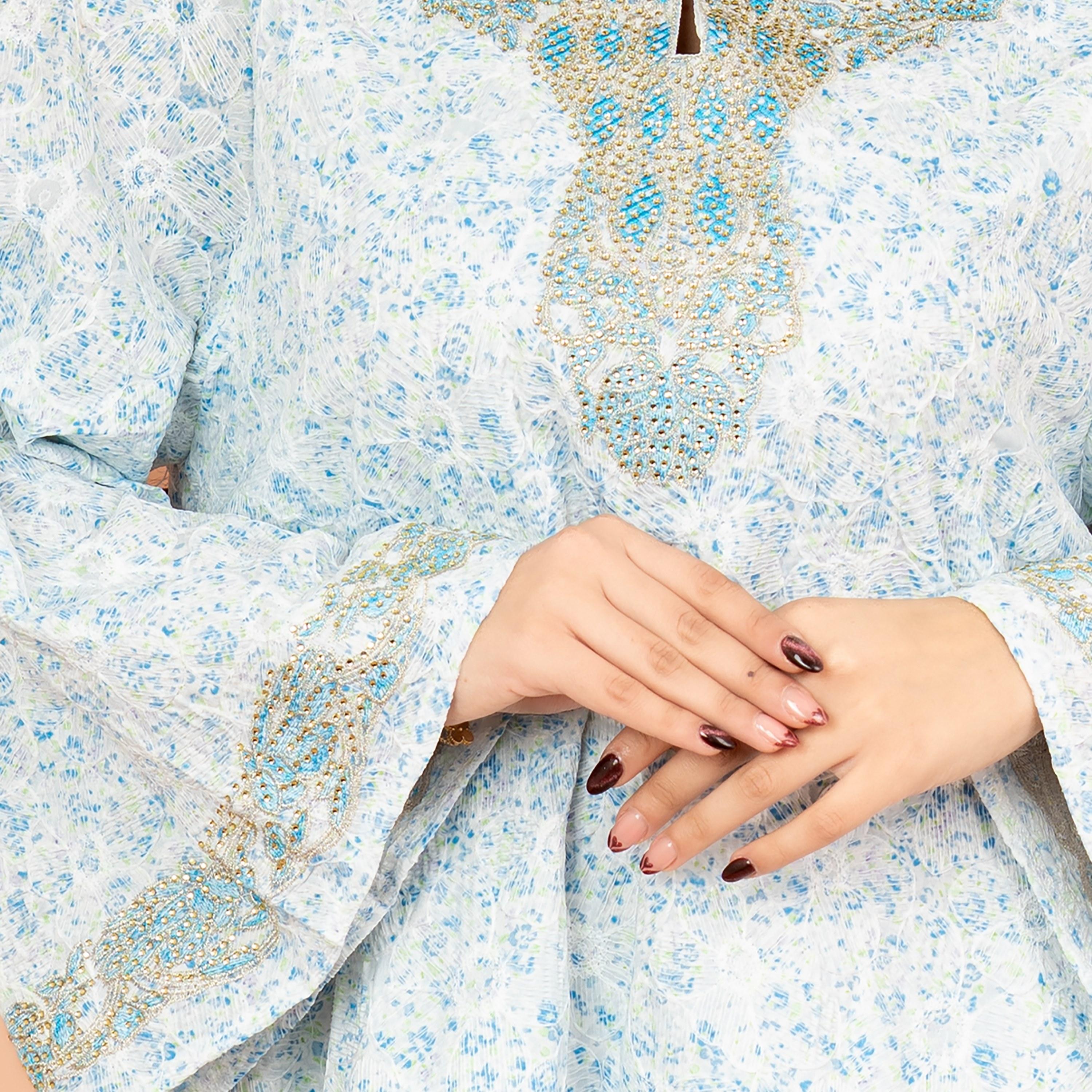 IKKXA Flared Sleeves All Over Print and Embroidered Women's Jalabiya-women-arabicclothing-jalabiyas-image-2