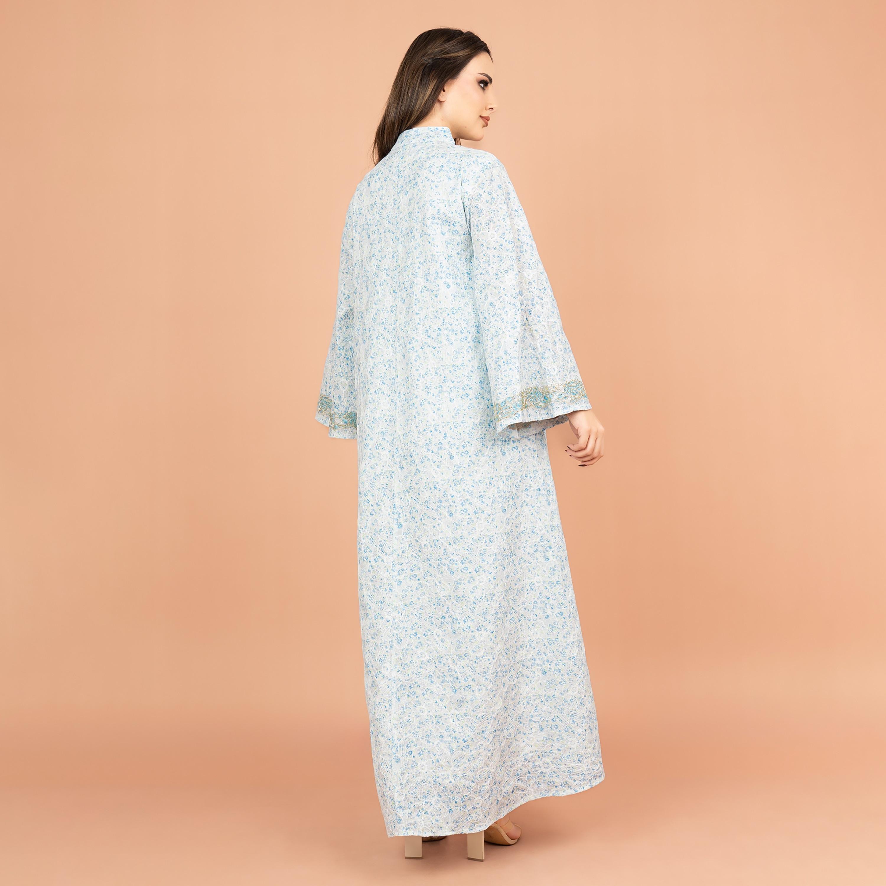 IKKXA Flared Sleeves All Over Print and Embroidered Women's Jalabiya-women-arabicclothing-jalabiyas-image-4