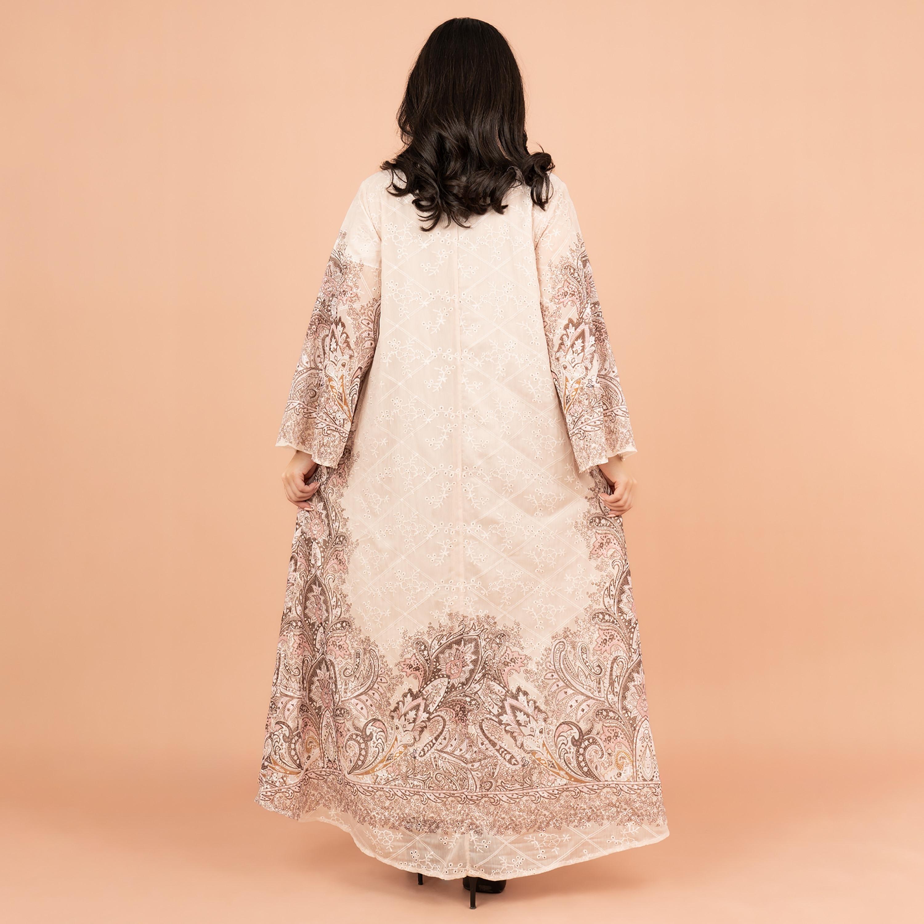 جلابية نسائية مطبوعة ومطرزة بأكمام واسعة من إككسا-women-arabicclothing-jalabiyas-image-12