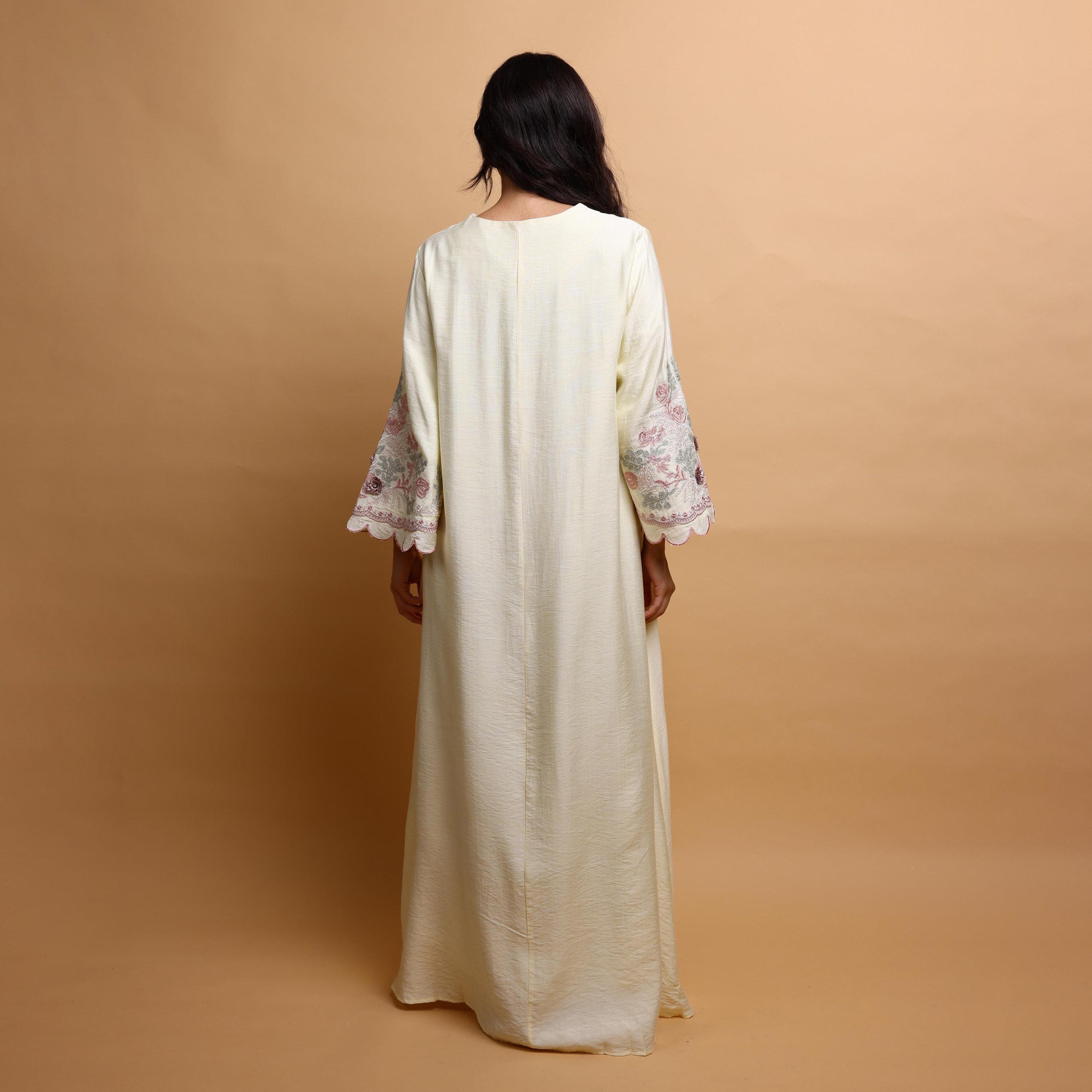 IKKXA Floral Embroidered Flared Sleeves Women's Evening Jalabiya-women-arabicclothing-jalabiyas-image-4