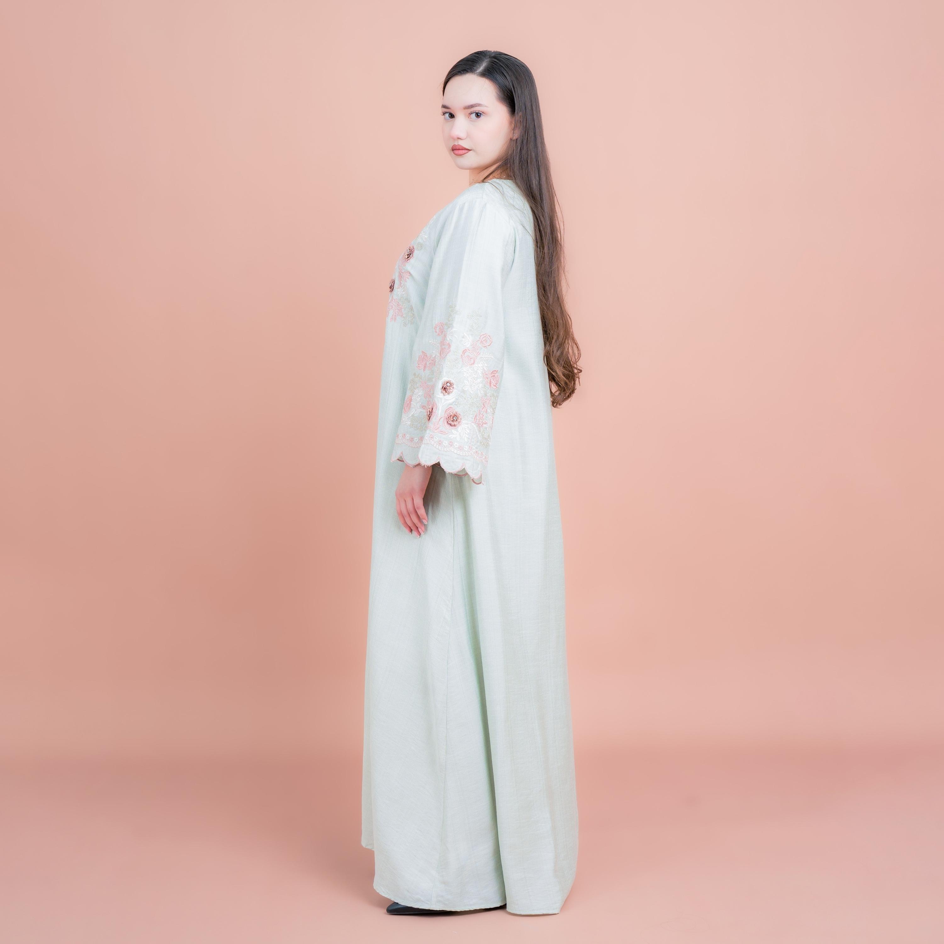 IKKXA Floral Embroidered Flared Sleeves Women's Evening Jalabiya-women-arabicclothing-jalabiyas-image-3