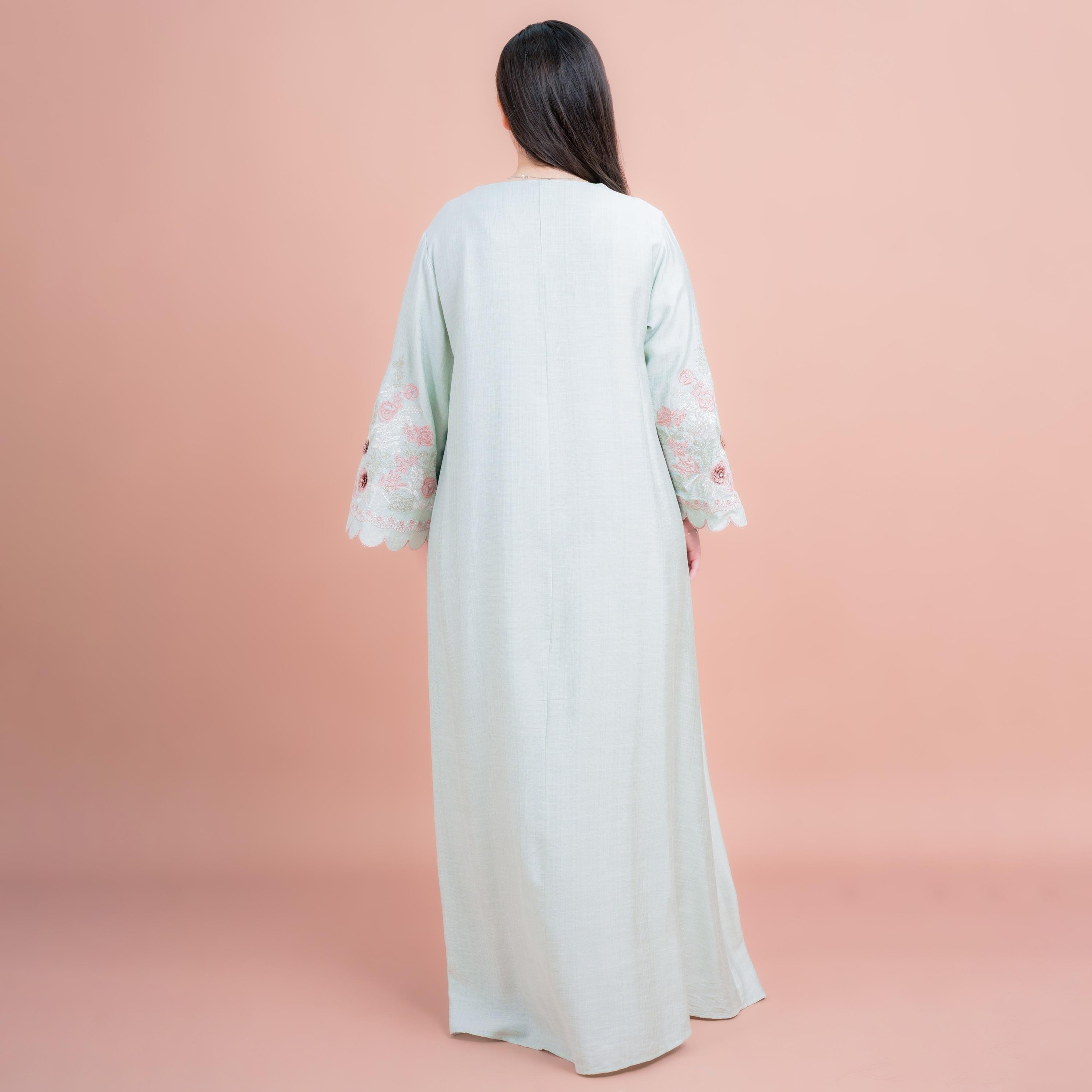 IKKXA Floral Embroidered Flared Sleeves Women's Evening Jalabiya-women-arabicclothing-jalabiyas-image-4