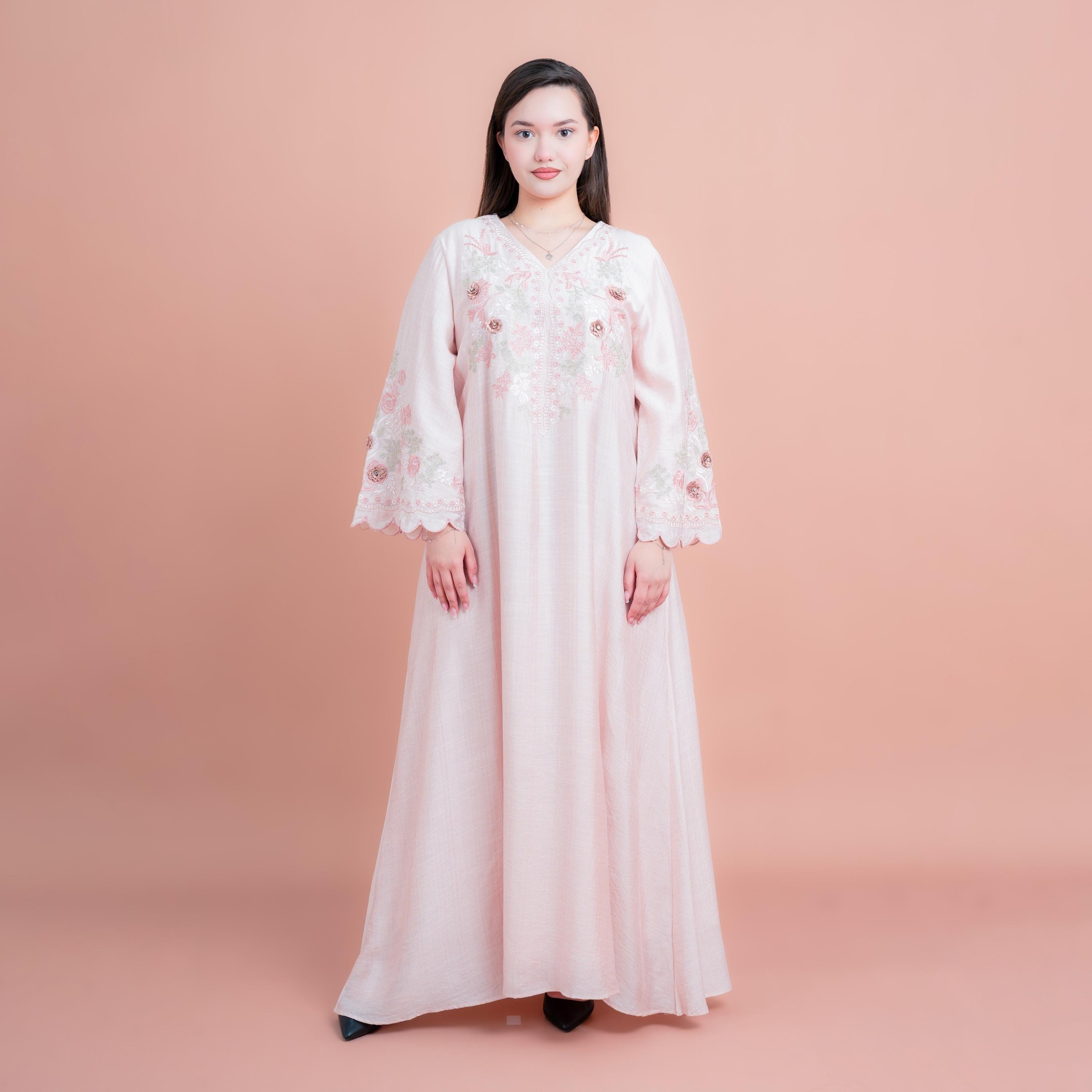 IKKXA Floral Embroidered Flared Sleeves Women's Evening Jalabiya-women-arabicclothing-jalabiyas-image-1