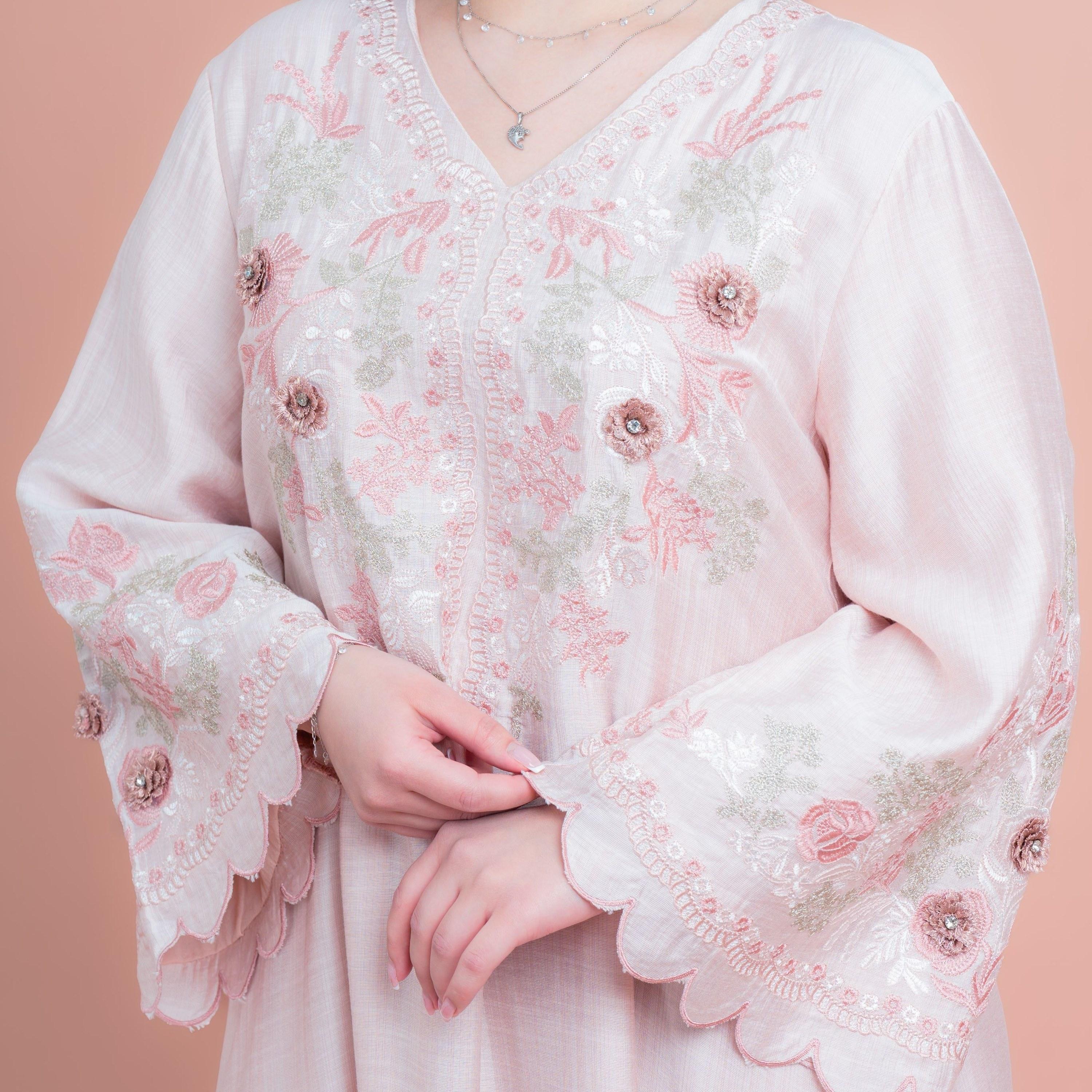 IKKXA Floral Embroidered Flared Sleeves Women's Evening Jalabiya-women-arabicclothing-jalabiyas-image-2