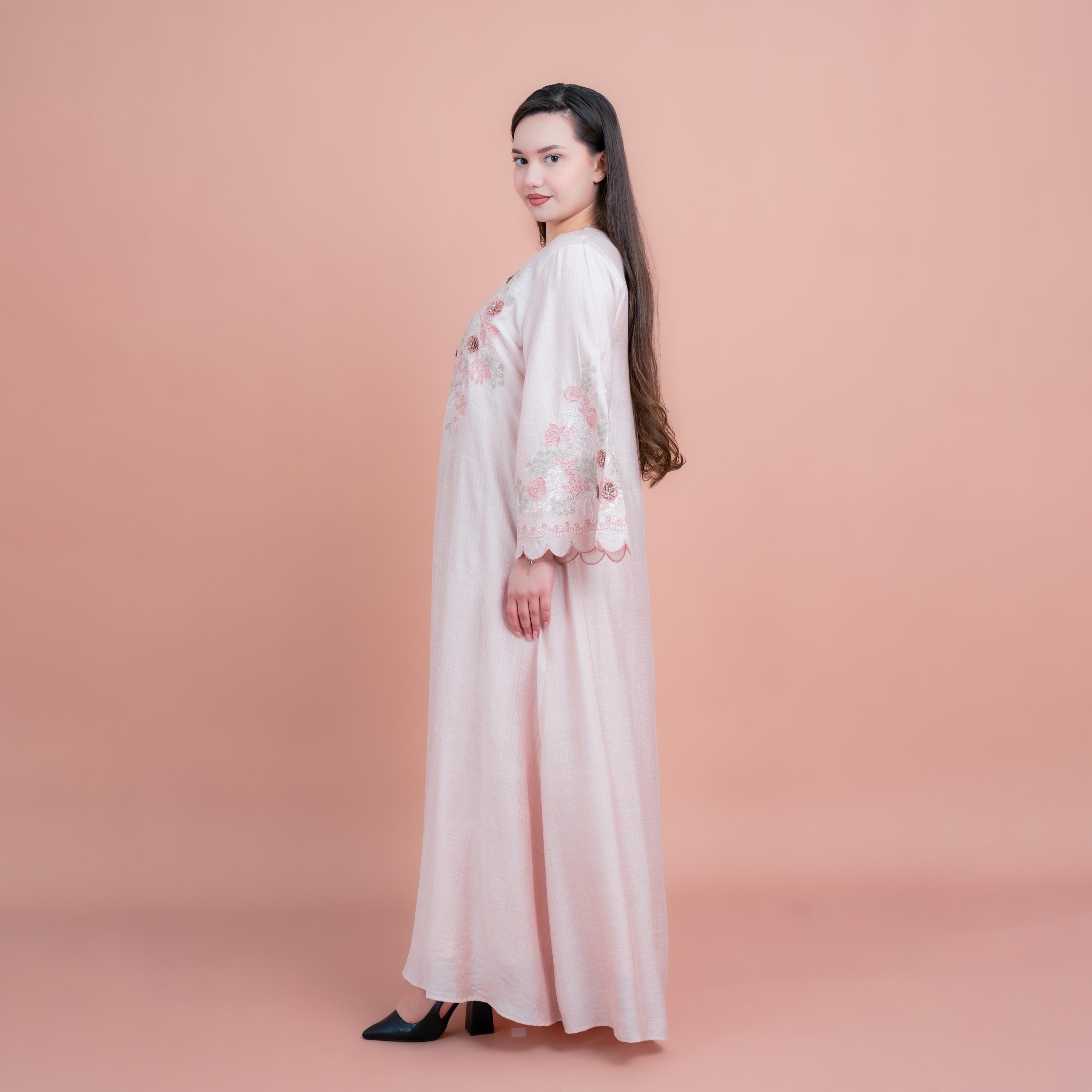 IKKXA Floral Embroidered Flared Sleeves Women's Evening Jalabiya-women-arabicclothing-jalabiyas-image-3