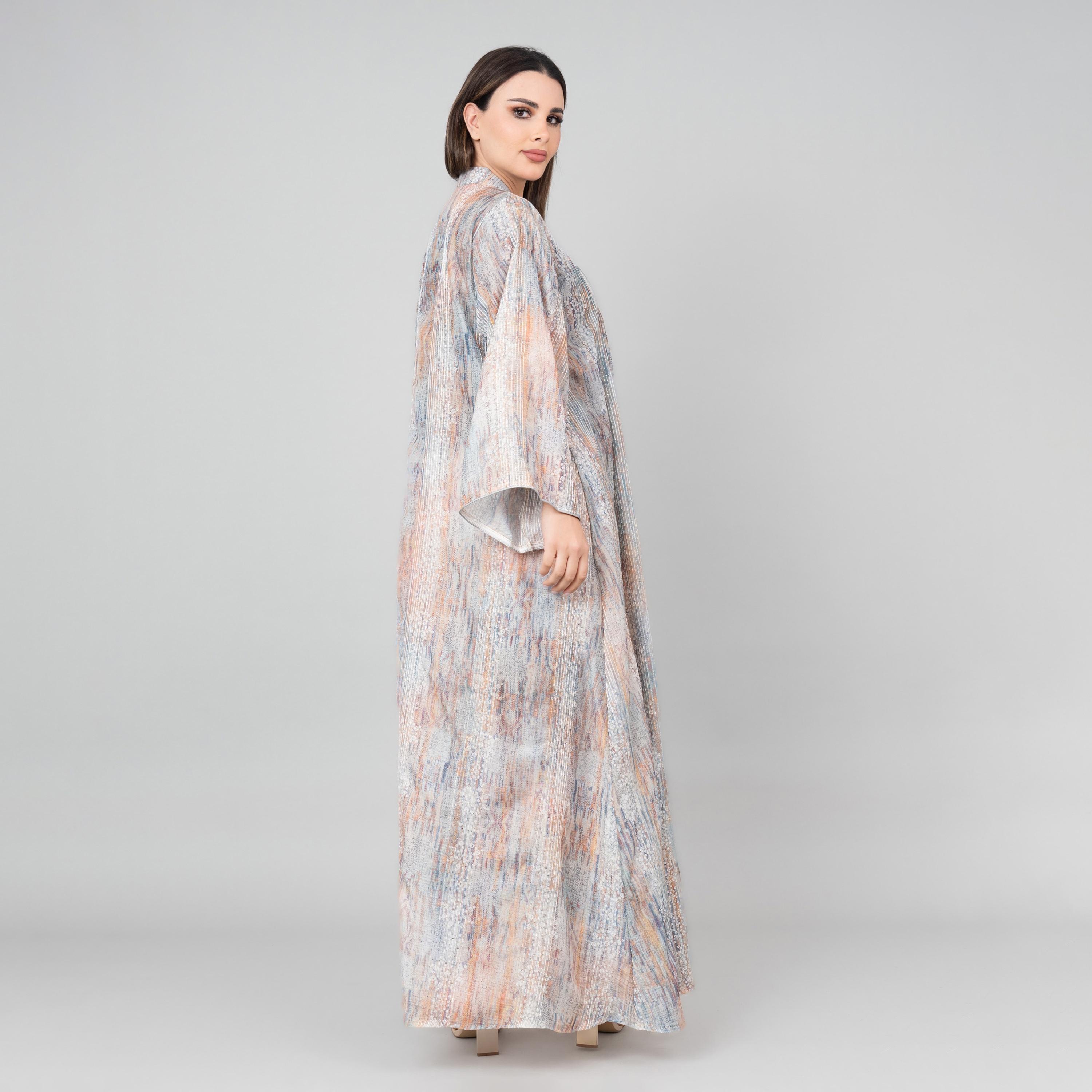 IKKXA Bead Work Mandarin Collar Wide Sleeves Women's Jalabiya-women-arabicclothing-jalabiyas-image-3