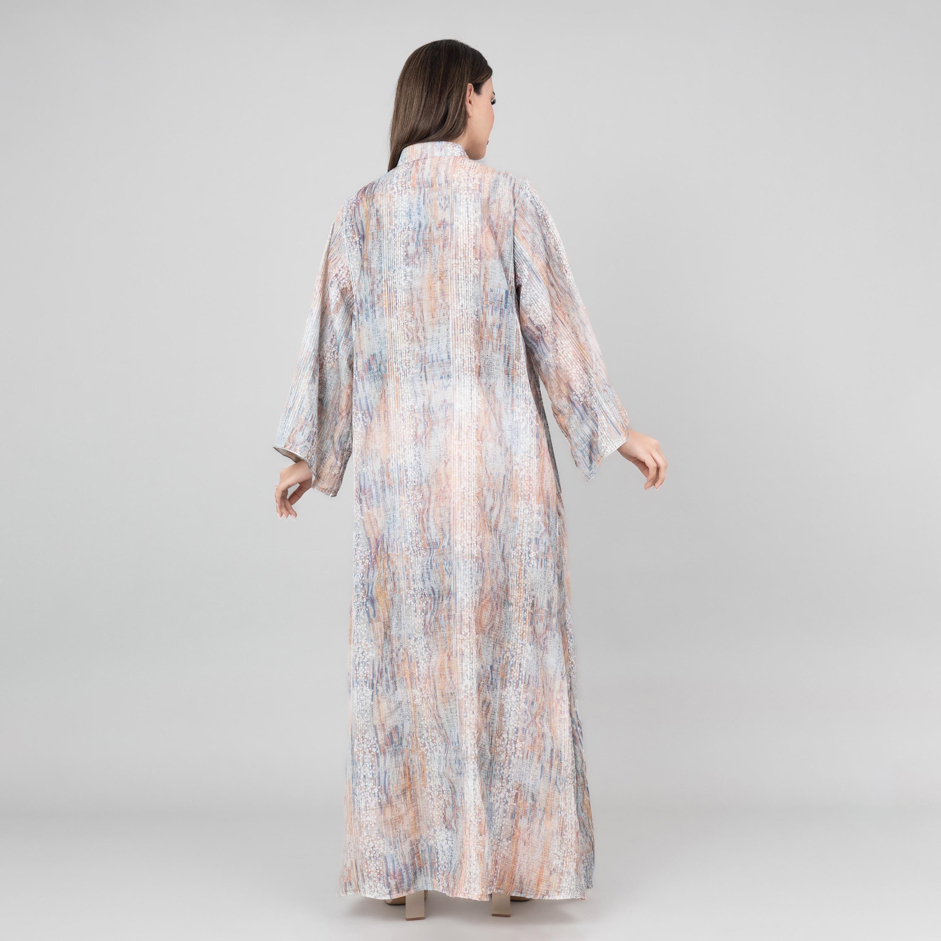 IKKXA Bead Work Mandarin Collar Wide Sleeves Women's Jalabiya-women-arabicclothing-jalabiyas-image-4