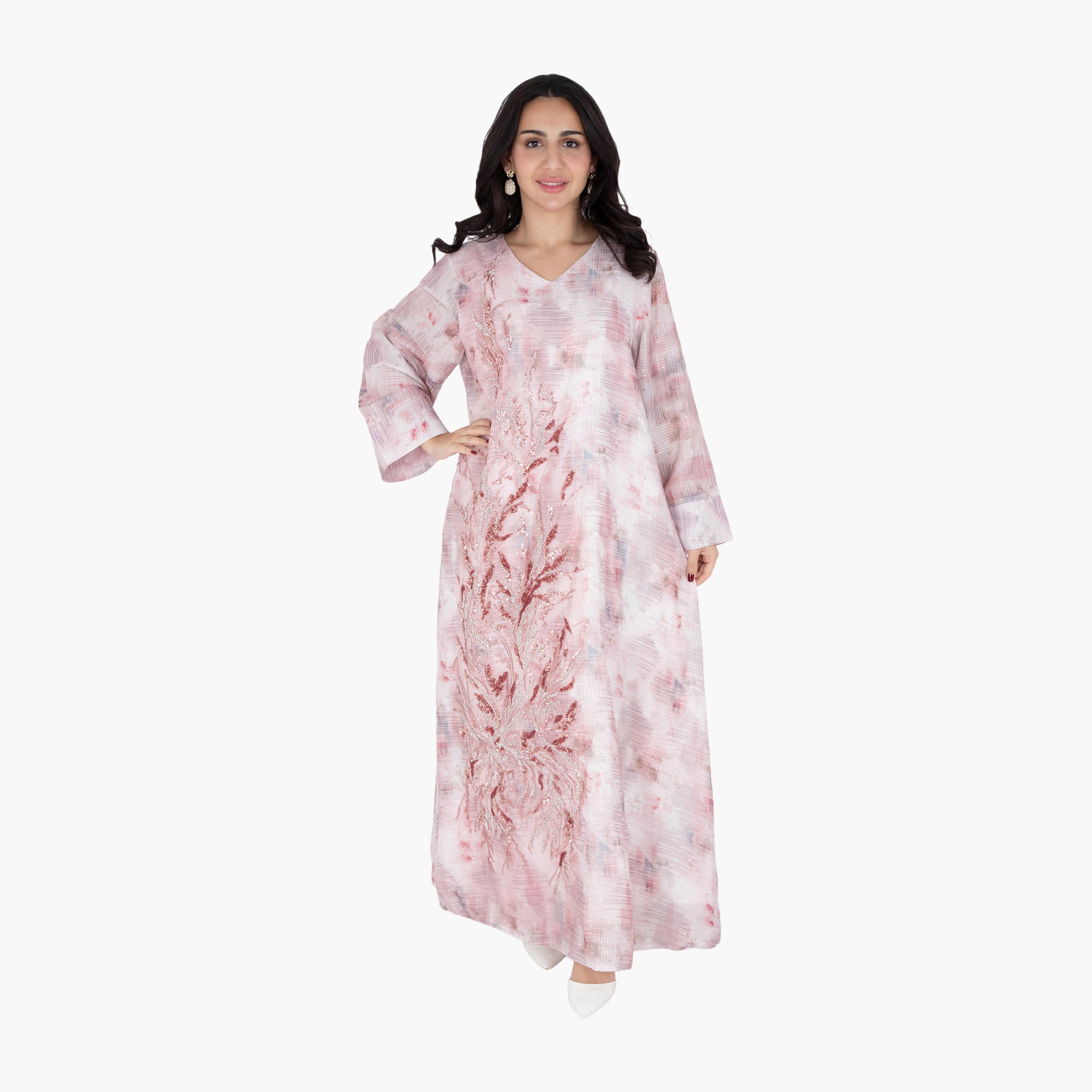 IKKXA Beaded & Tie-Dye Wide Sleeves Women's Evening Jalabiya-women-arabicclothing-jalabiyas-image-6