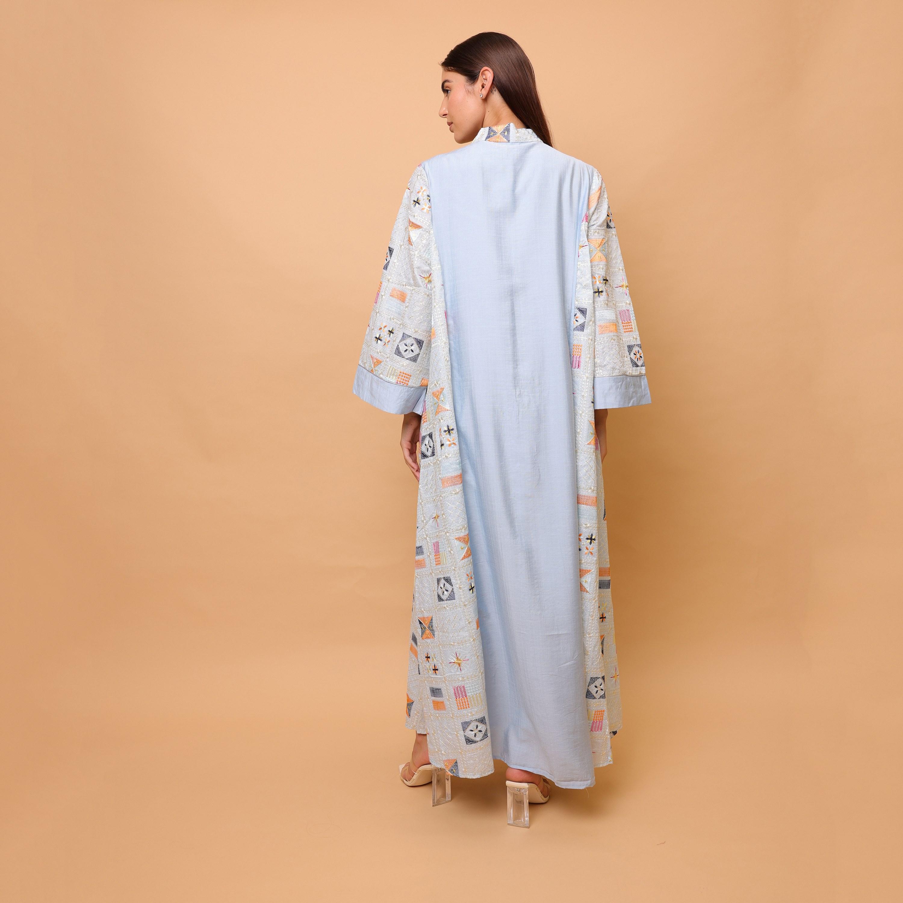 IKKXA Embroidered & Sequined Mandarin Collar Wide Sleeves Women's Evening Jalabiya-women-clothing-dresses-image-4