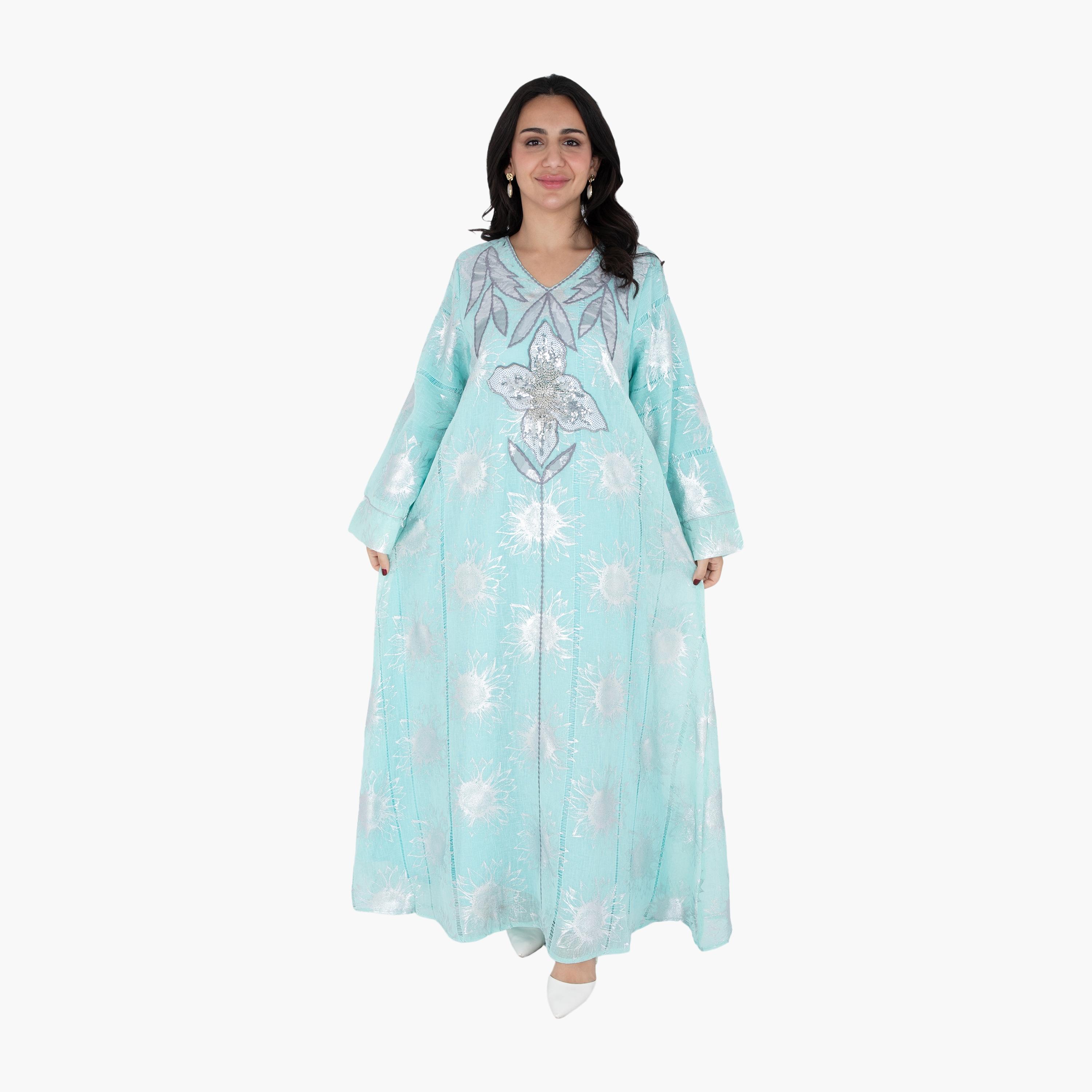 جلابية سهرة نسائية مطرزة بالخرز والترتر من إككسا-women-arabicclothing-jalabiyas-image-13