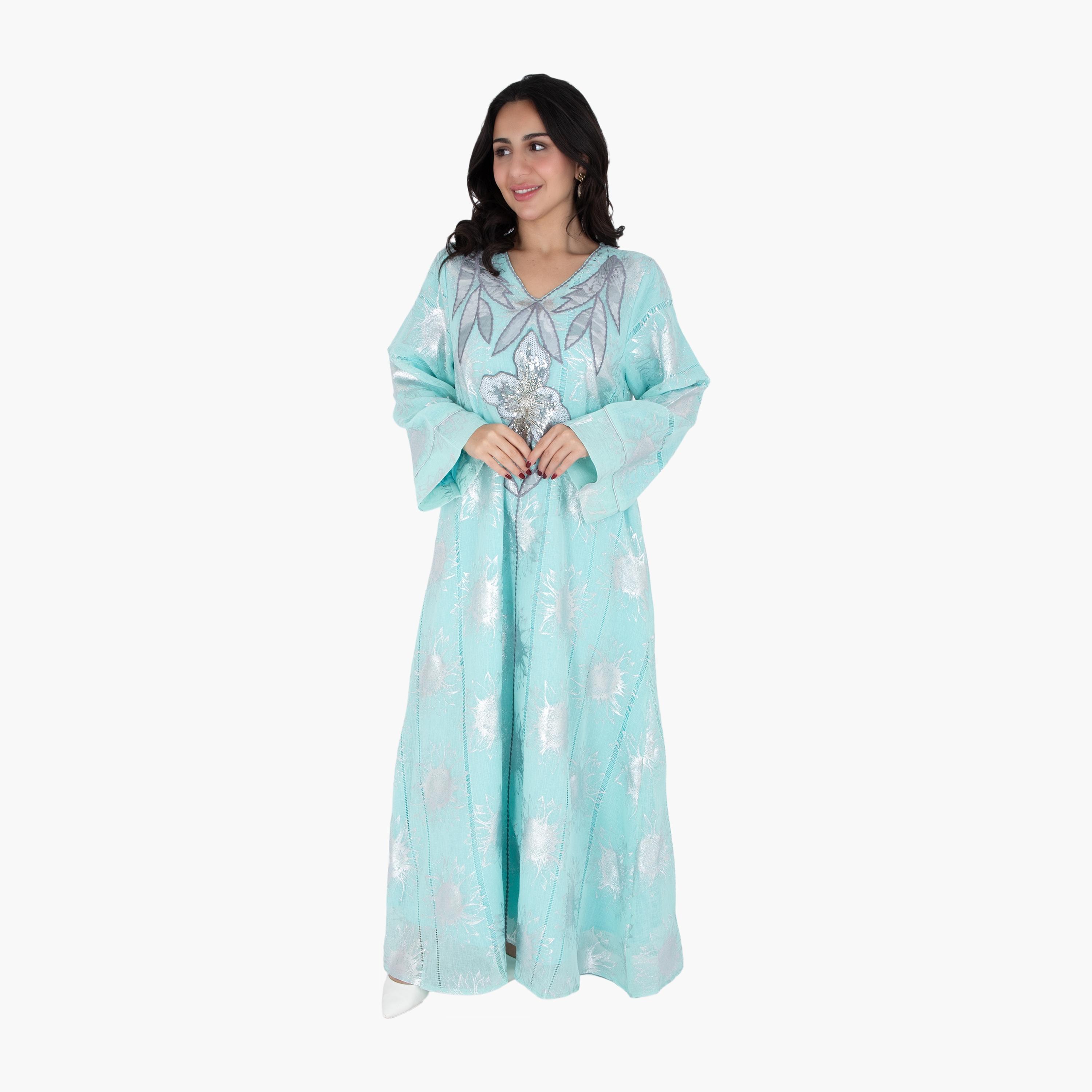 جلابية سهرة نسائية مطرزة بالخرز والترتر من إككسا-women-arabicclothing-jalabiyas-image-14